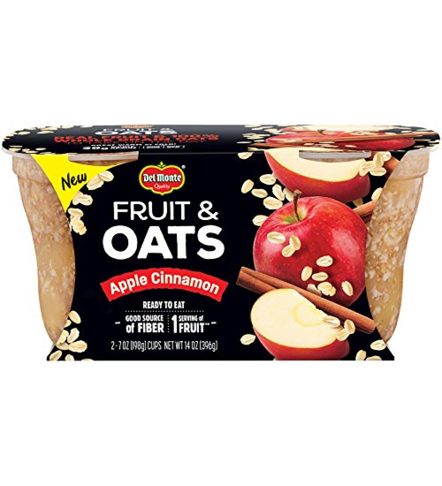 Del Monte Fruit & Oats Apple Cinnamon Fruit Cup Snacks 7oz (2 Pack) - Buy Online on GoSupps.com