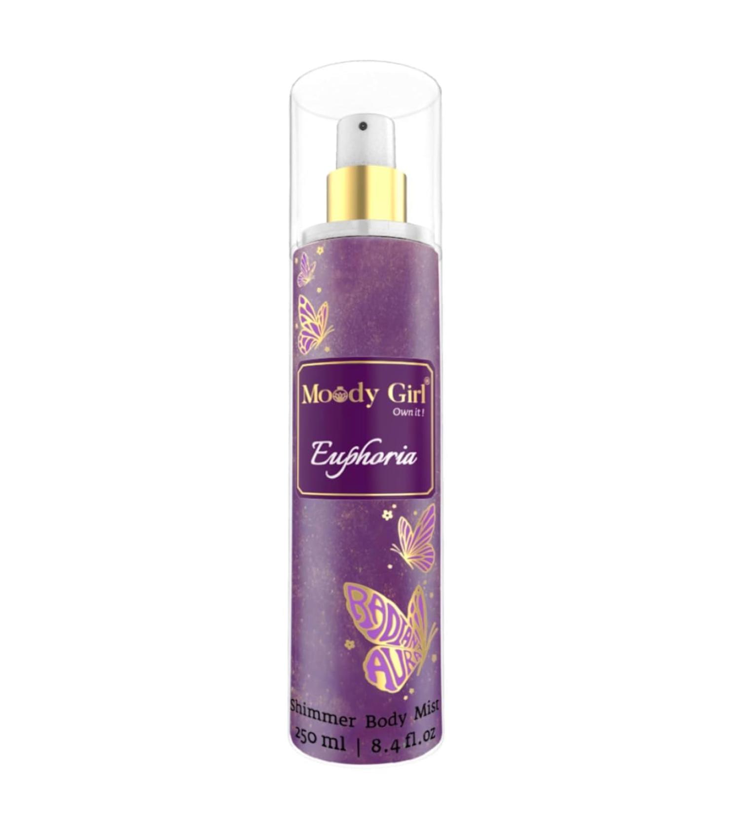 Moo.dy Girl Euphoria Luxury Shimmer Body Mist for Women 250ml | Fresh Floral Freezy & Fruity Fragrance | Moosy & Amber| Ideal for Gifting to Women & Girls - Buy Online on GoSupps.com