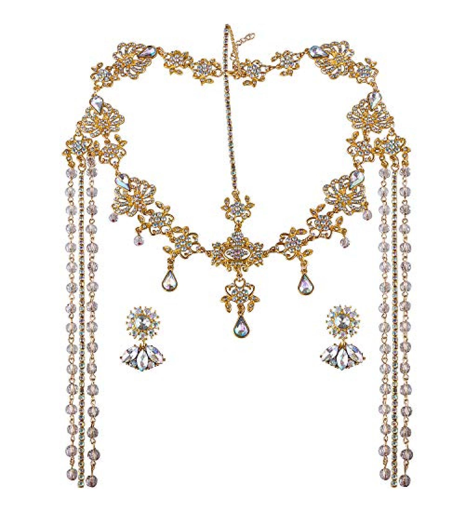 Bridal Headband and Earrings Crystal Jewelry Set for Women - Wedding Tiara Rhinestone Hair Accessories - Buy Online on GoSupps.com