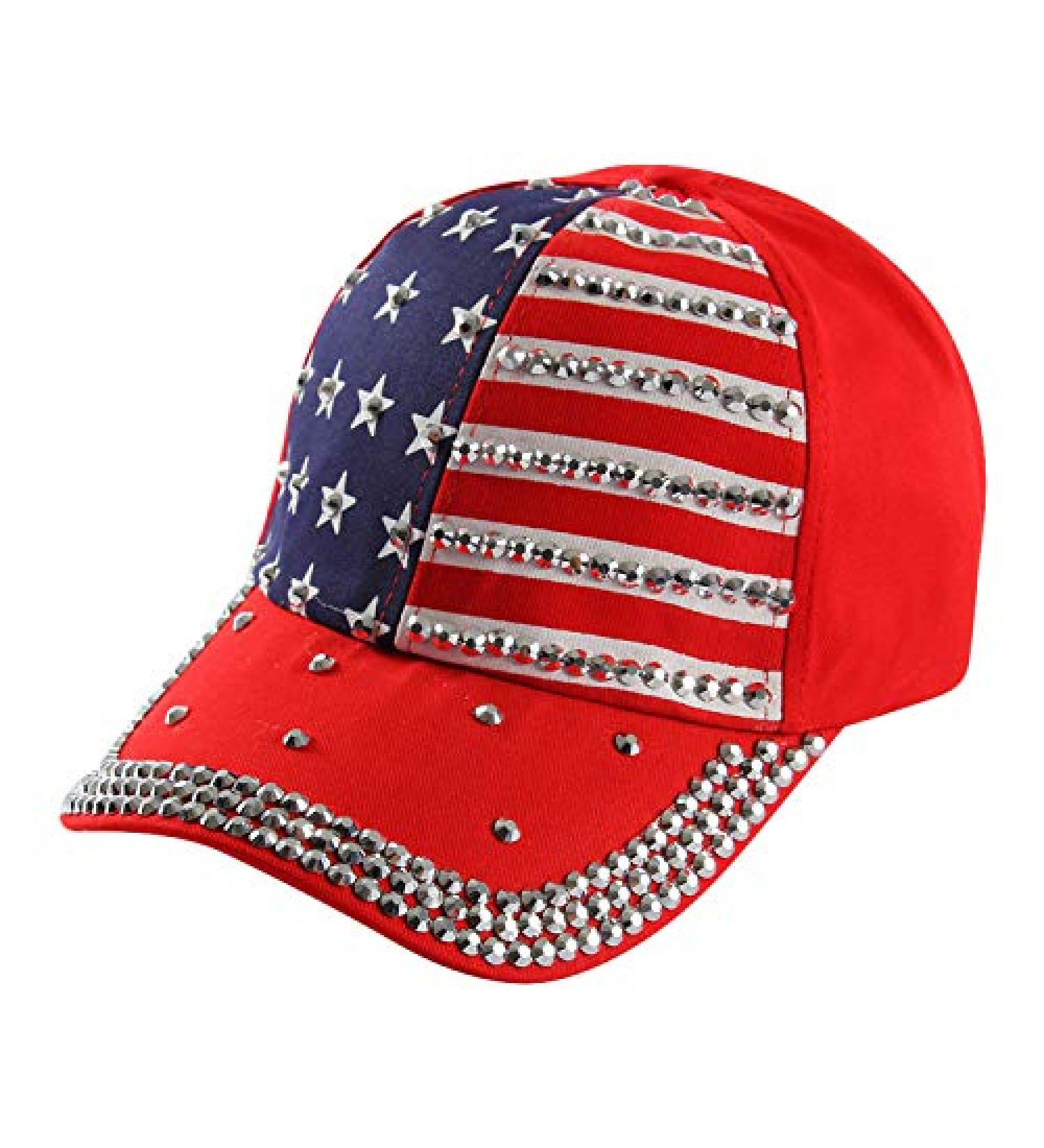 American Flag Rhinestone Baseball Hat | USA Sparkle Denim Cap | Men Women Hip Hop Caps - Buy Online on GoSupps.com