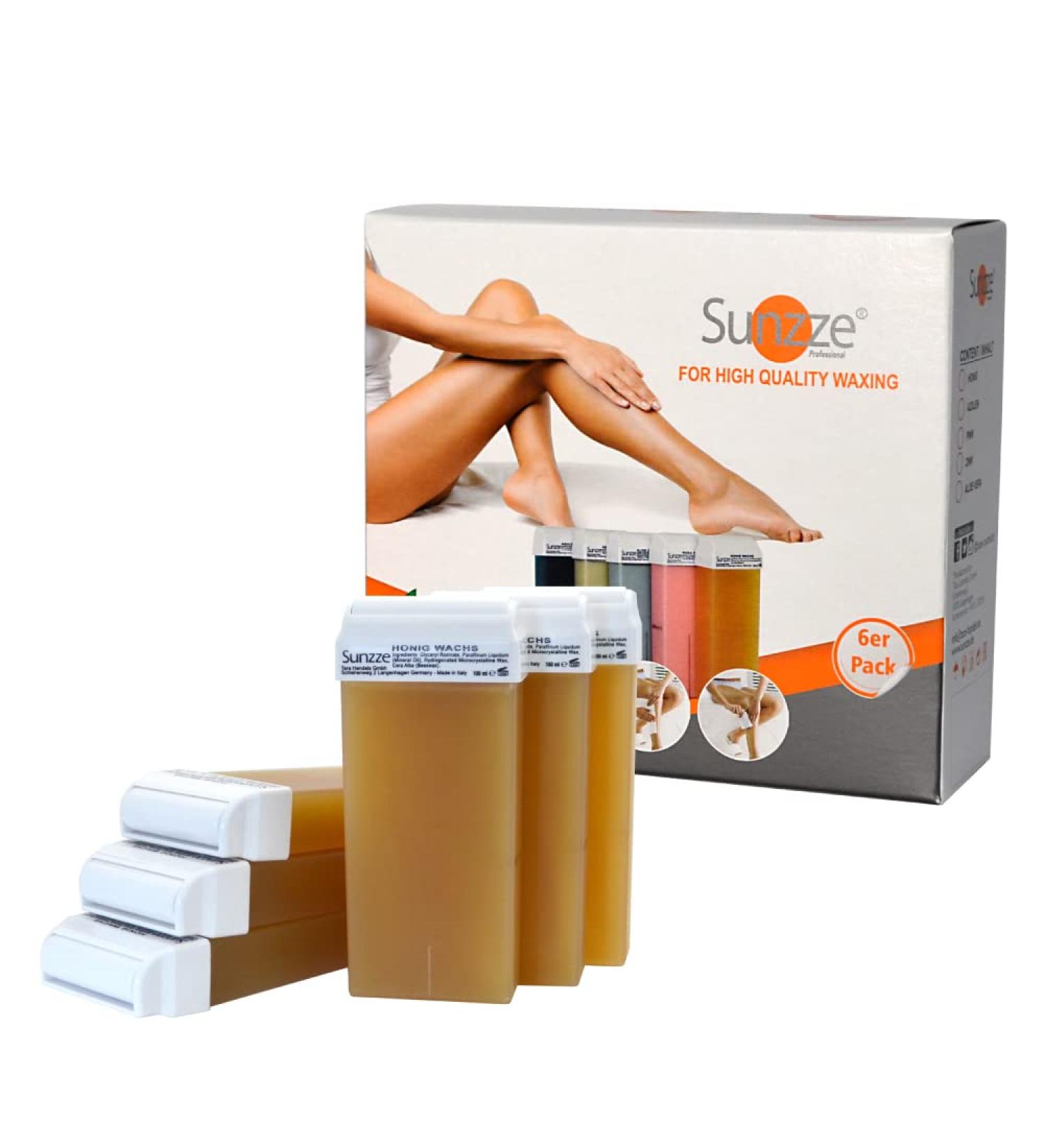 Sunzze Warm Wax Cartridges Roll-On Set - 6 x 100ml Brazilian Waxing Kit for Hair Removal - Buy Online on GoSupps.com