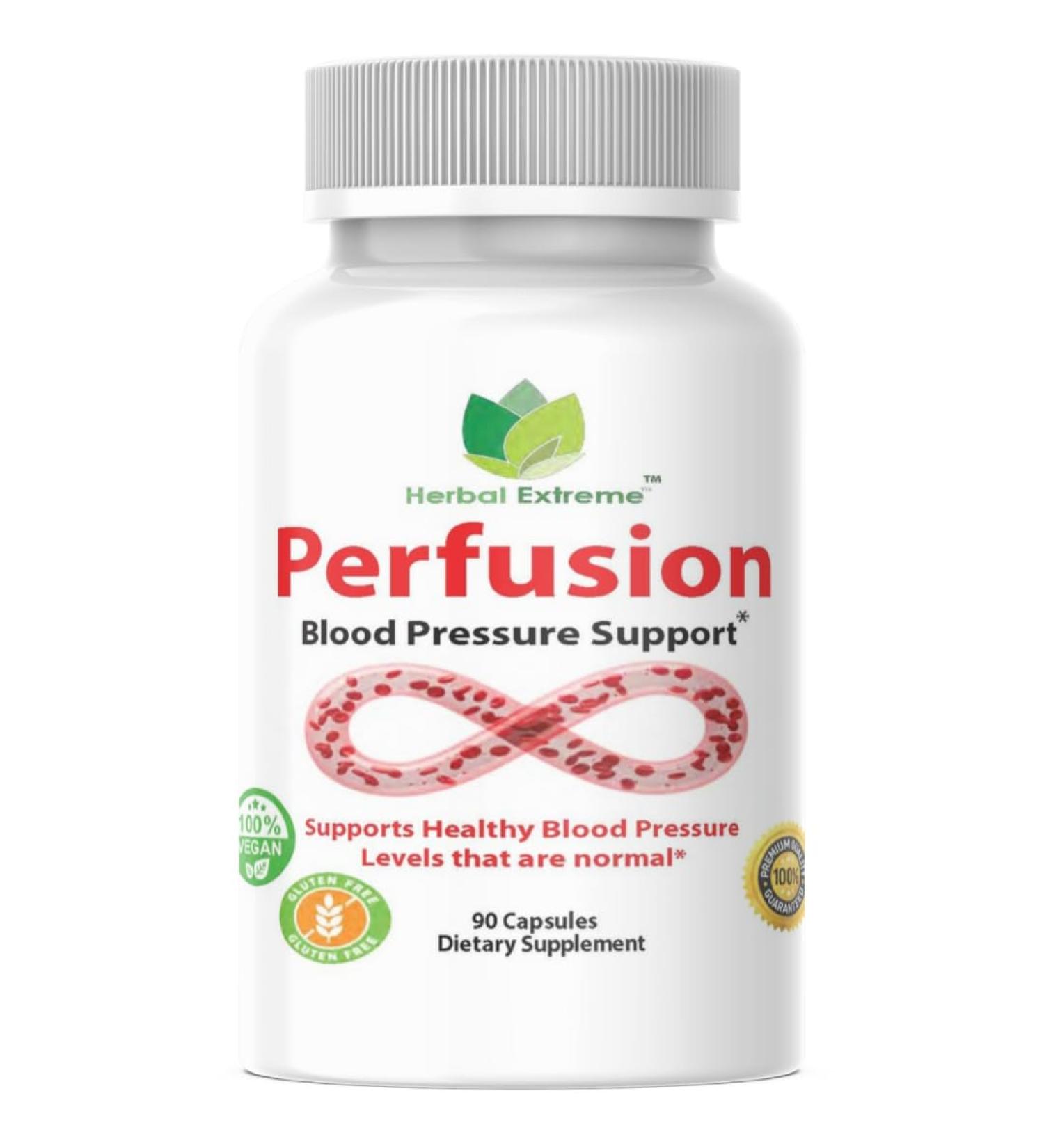 Perfusion 90 Capsules Hawthorn Berry Extract Hibiscus Flower Extract Magnesium Reishi Mushroom
