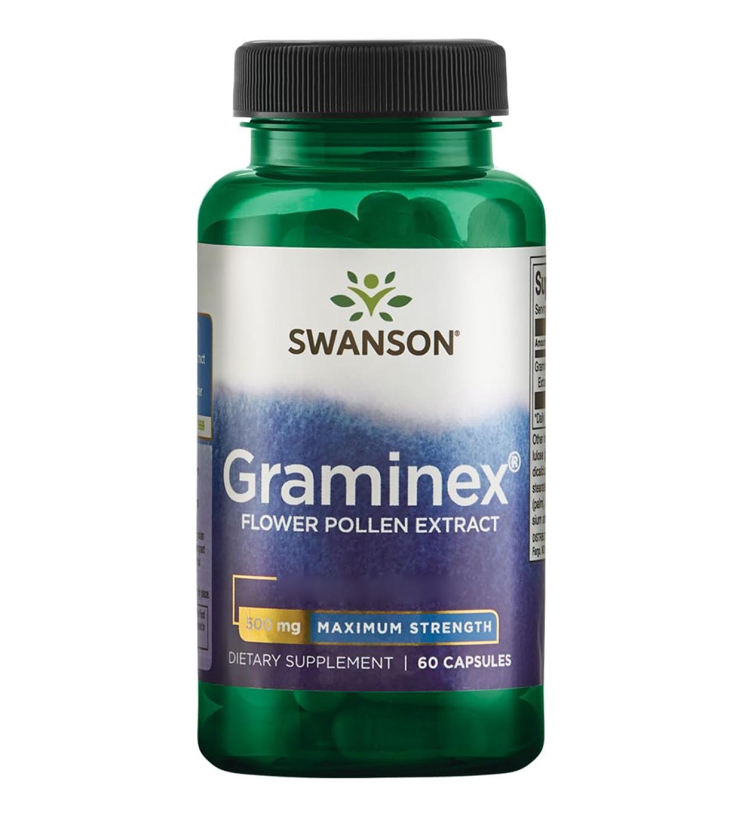 Swanson Graminex Flower Pollen Extract (Flower Pollen Extract) 500mg Rye 60 Capsules High Dosed Lab Tested Soy Free Gluten Free Non-GMO - Buy Online on GoSupps.com