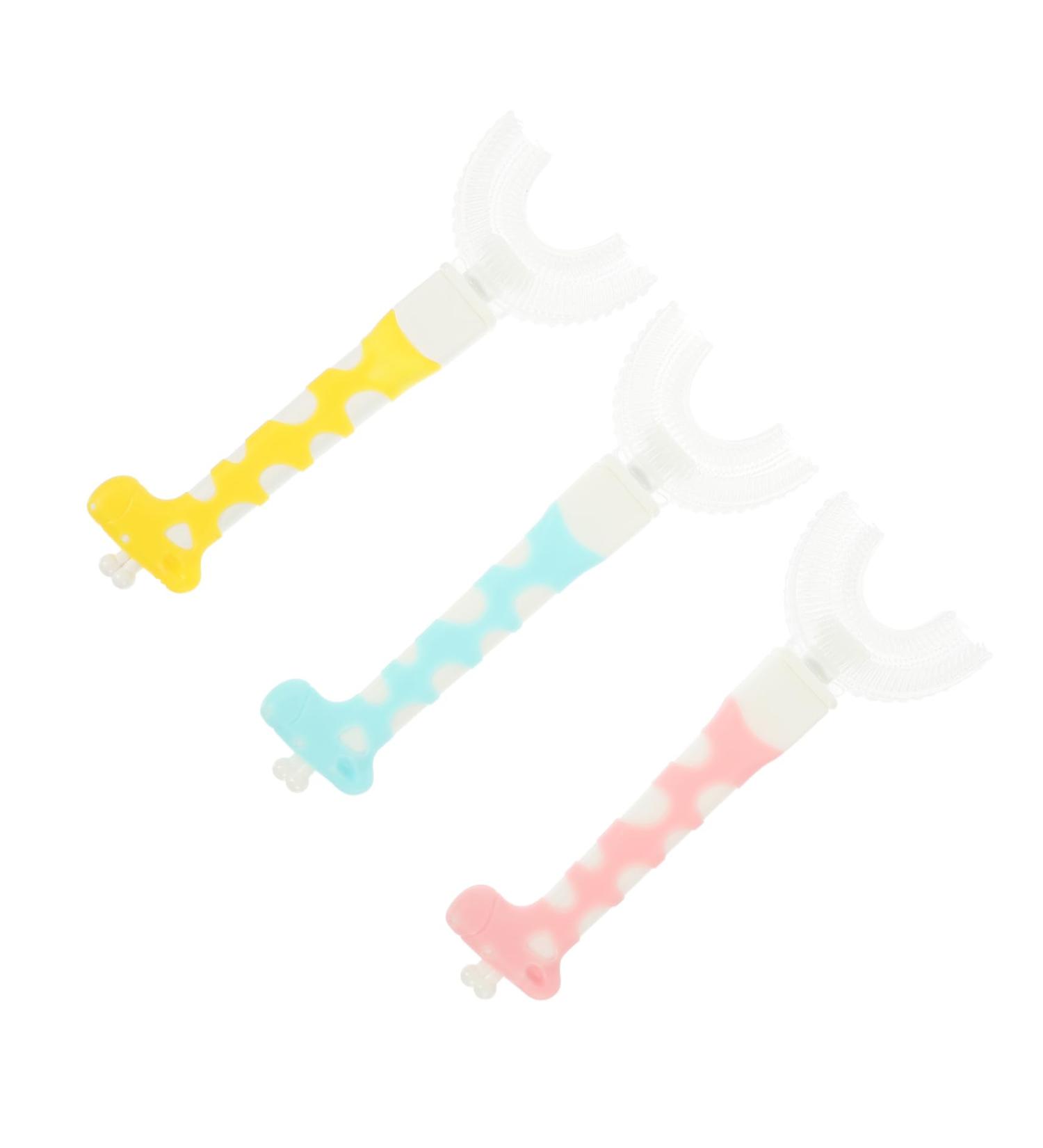 Gogogmy 3-Piece Kinder Cartoon Oral Hygiene Tools for Kids - U-Shaped Teeth Cleaners in Assorted Colors - Buy Online on GoSupps.com