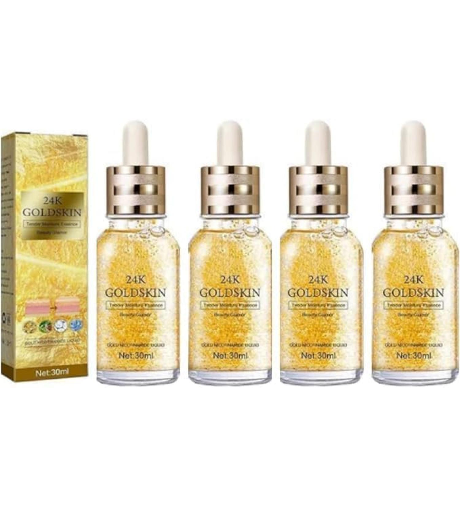 ZHBiwmatn 2024 New 4Pcs 24K Gold Collagen Ampoule Lifting Serum 24k Pure Gold Foil Essence Serum Collagen Face Serum Anti-aging Essence Anti-Wrinkle Skin Repair Moisture Firming Lifting Serum 30ml - Buy Online on GoSupps.com