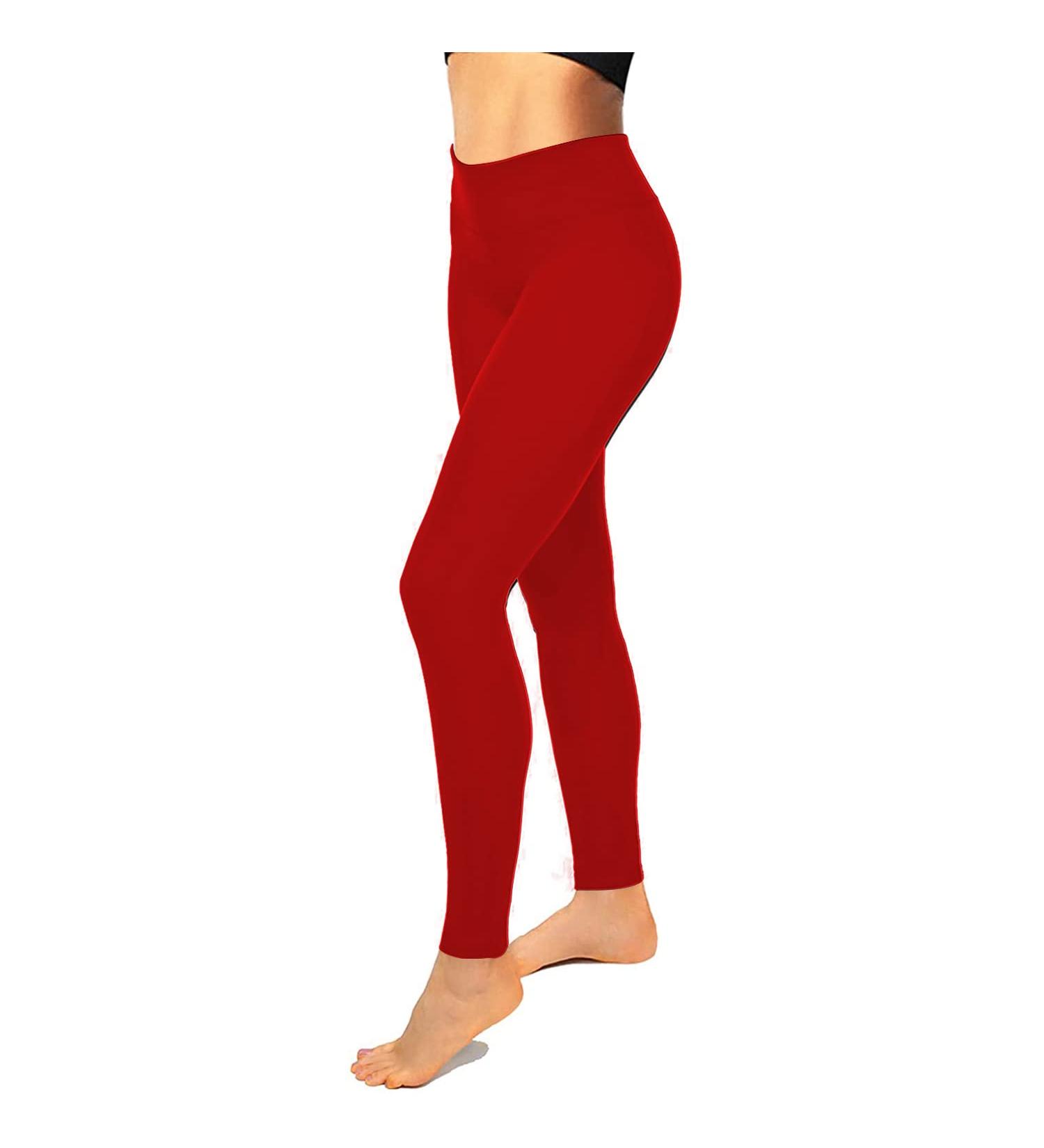 High Waisted Black Seamless Tummy Control Leggings for Women - Red S-M - Buy Online on GoSupps.com