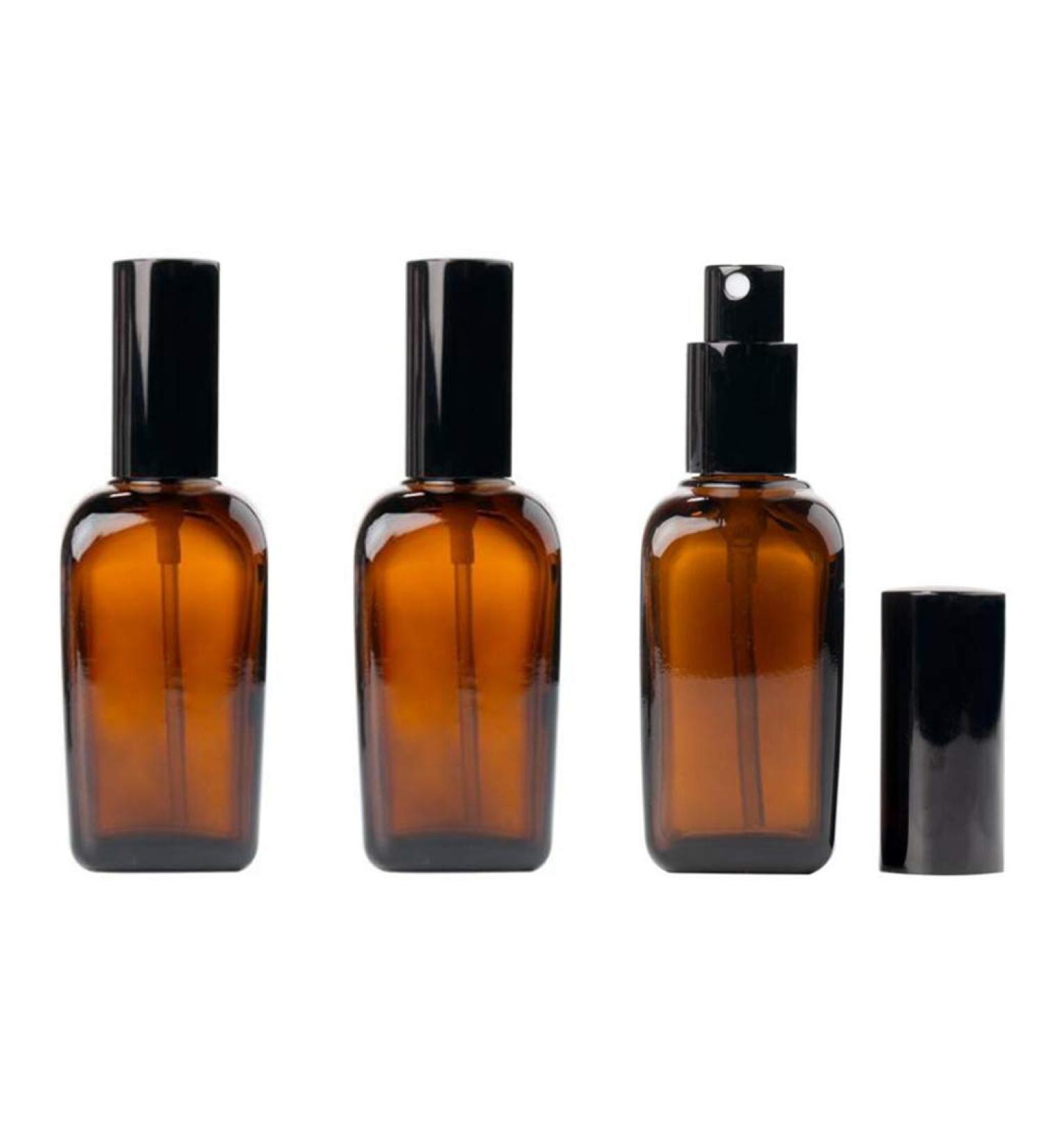 Vasana 3 Amber Glass Spray Bottles - 50ml Travel Bottles for Essential Oils with Fine Fog & Anti-Dust Cap | Premium Quality - Buy Online on GoSupps.com
