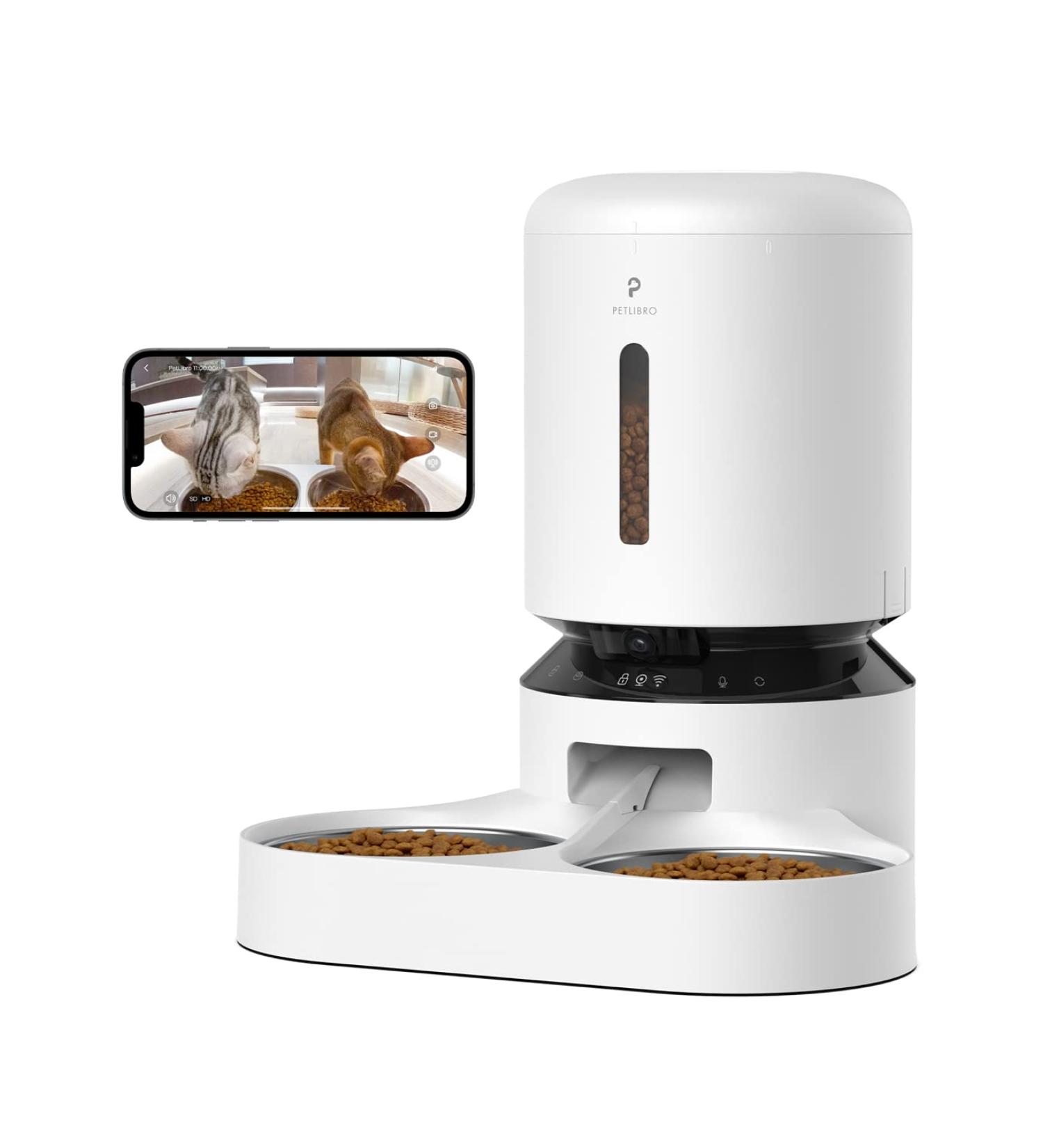 PETLIBRO Automatic Cat Feeder Camera 1080P HD Video Night Vision 5G WiFi 2-Way Audio Low Food Sensor Motion Sound Alerts 2/5L White - Buy Online on GoSupps.com
