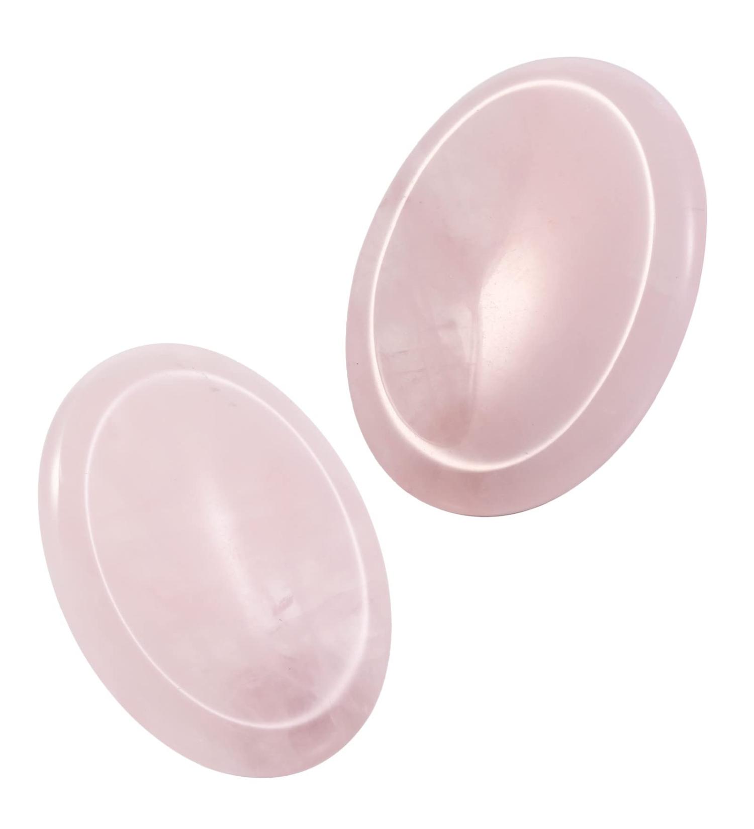 Nupuyai Rose Quartz Oval Thumb Worry Stone Set - 2pcs for Anxiety & Stress Relief | Energy Crystal Healing Palm Stones - 45x35mm Pink - Buy Online on GoSupps.com