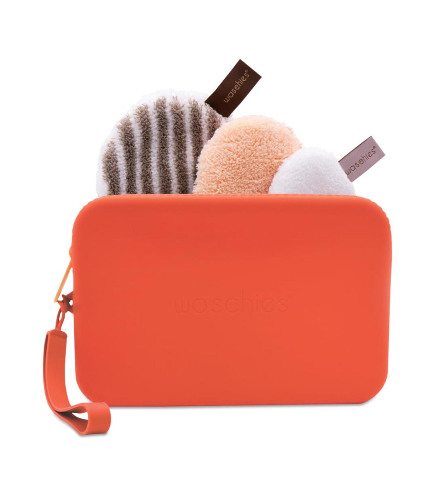 Reusable Sustainable Wash Set Apricot Cosmetic Bag with Makeup Pad Toner and Exfoliator Washable Perfect Travel Set for Women Teens Adults - Buy Online on GoSupps.com