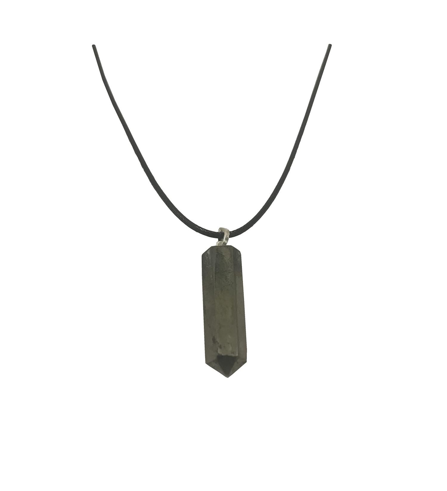 Raw Pyrite Point Pencil Crystal Healing Pendant Necklace for Women Therapy Attraction Composure Vitality Mood Swings Flexibility Self Awareness x-mas Gift Birthday Gift Spiritual Gift