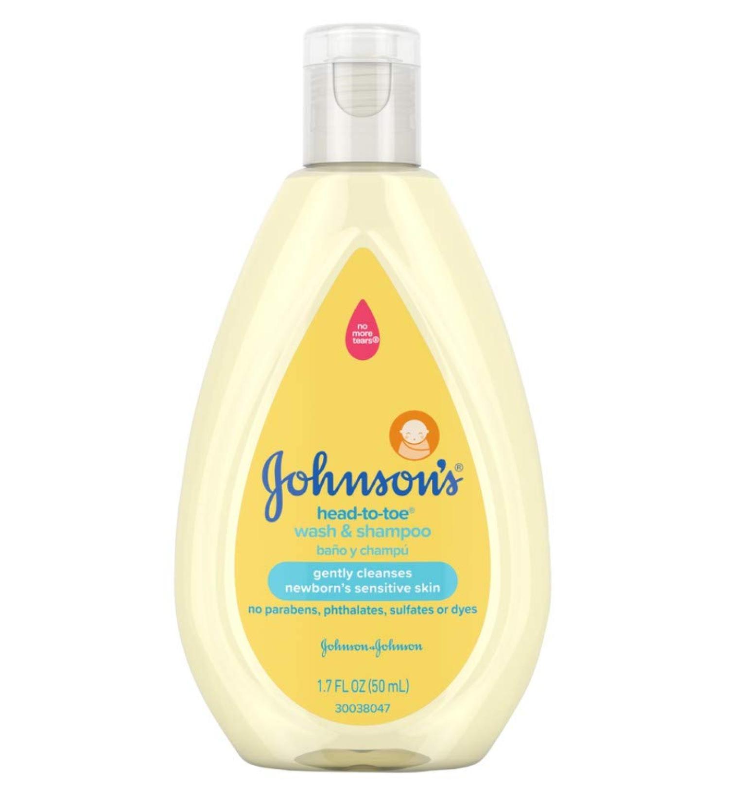 Johnsons Baby Head To Toe Wash And Shampoo 1.7 Ounce (12 Pieces) (50ml)