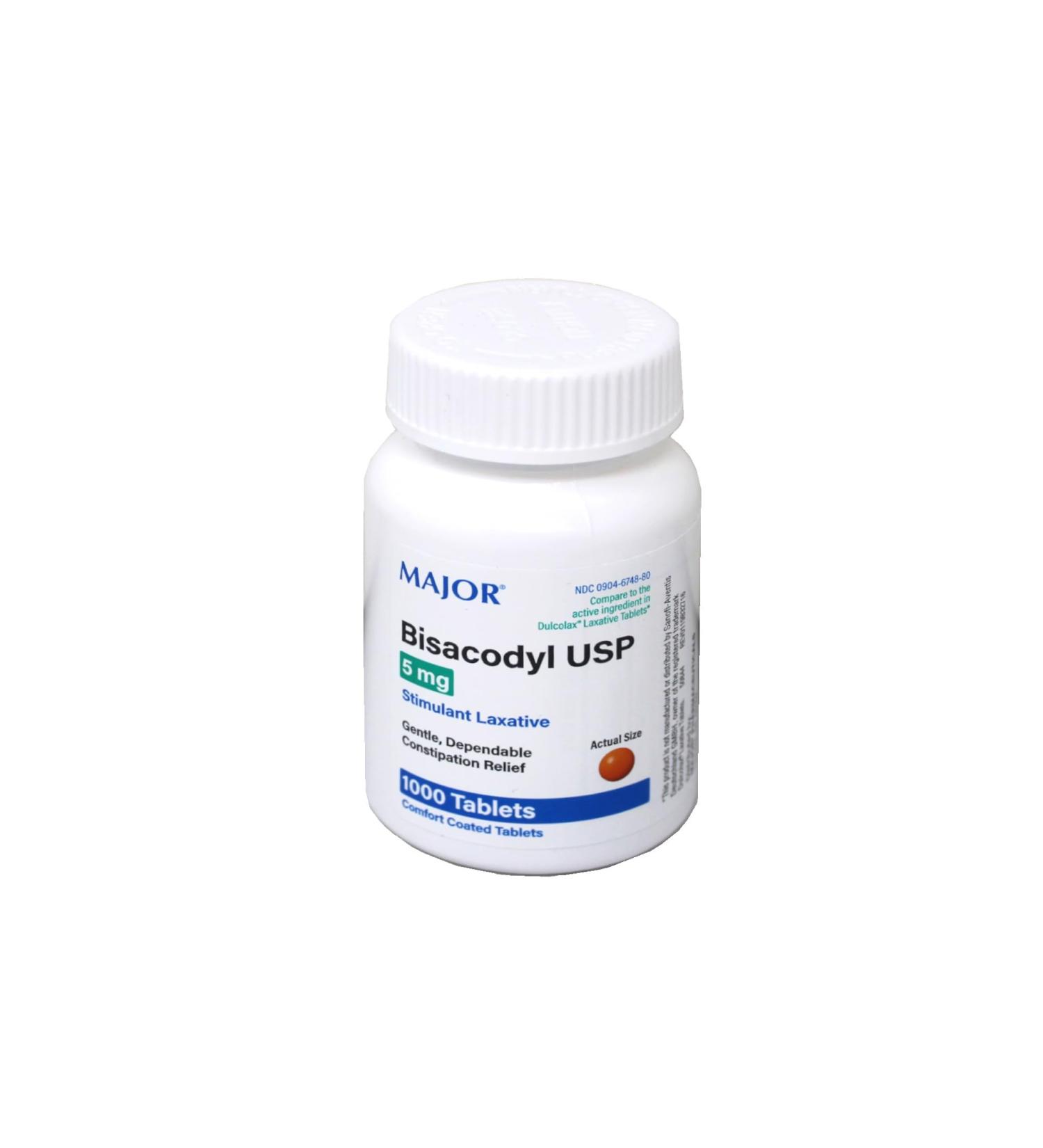 Major Pharmaceuticals Bisacodyl 5mg Laxative Tablets - 1000 Count | Orange | UPC 309047927807 - Buy Online on GoSupps.com