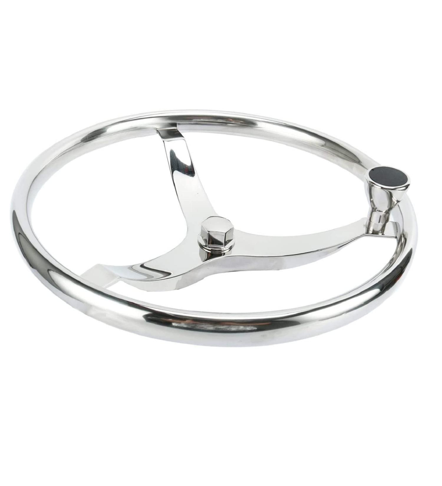 Yaegarden Stainless 3 Spoke Sports Boat Steering Wheel | Marine Steering Wheel 13-1/2 Dia with Turning Knob - Buy Online on GoSupps.com