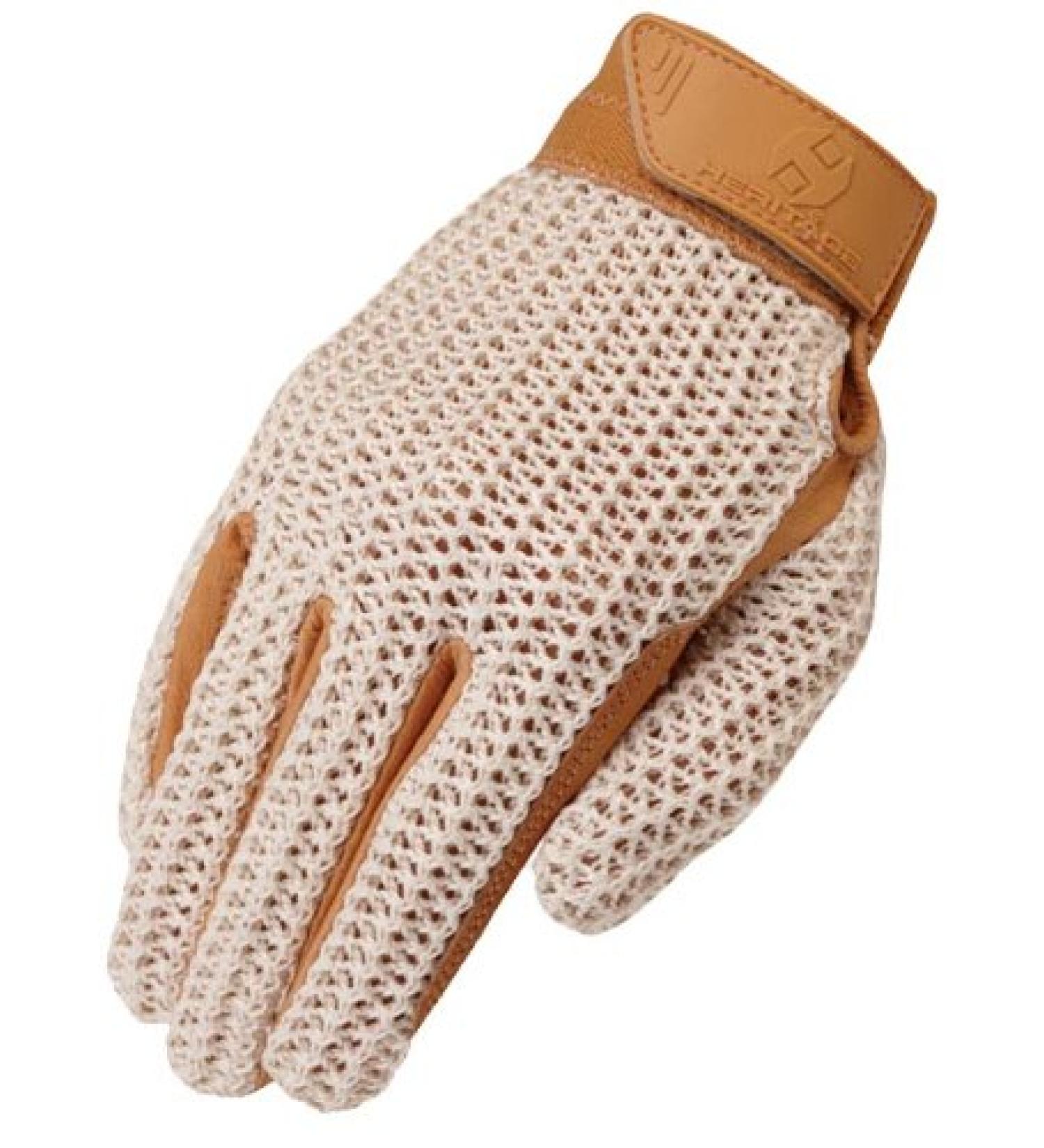 Heritage Crochet Riding Glove 7 Natural Tan