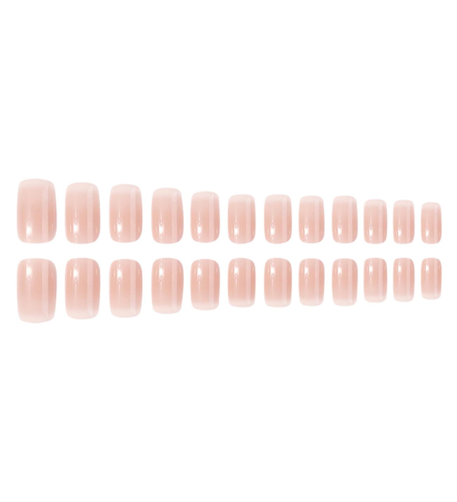 PERZOE Non-irritating Fake Nails 1 Set Waterproof Gel Diy Nail Art Kit with Glue File Press-on Full Cover French Tips Artificial Accessories for Women C