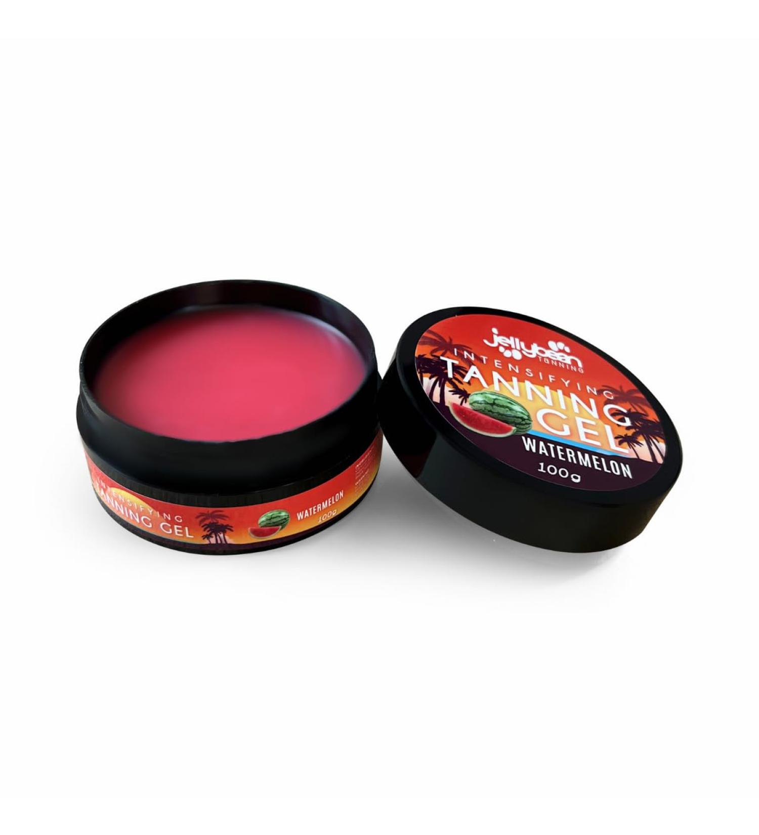 Jellybean Tanning Intensifying gel 100 g watermelon scent sunbed and outdoor tanning accelerator with cocoa butter coconut oil and vitamin E Achieve a deep natural tan with - Buy Online on GoSupps.com