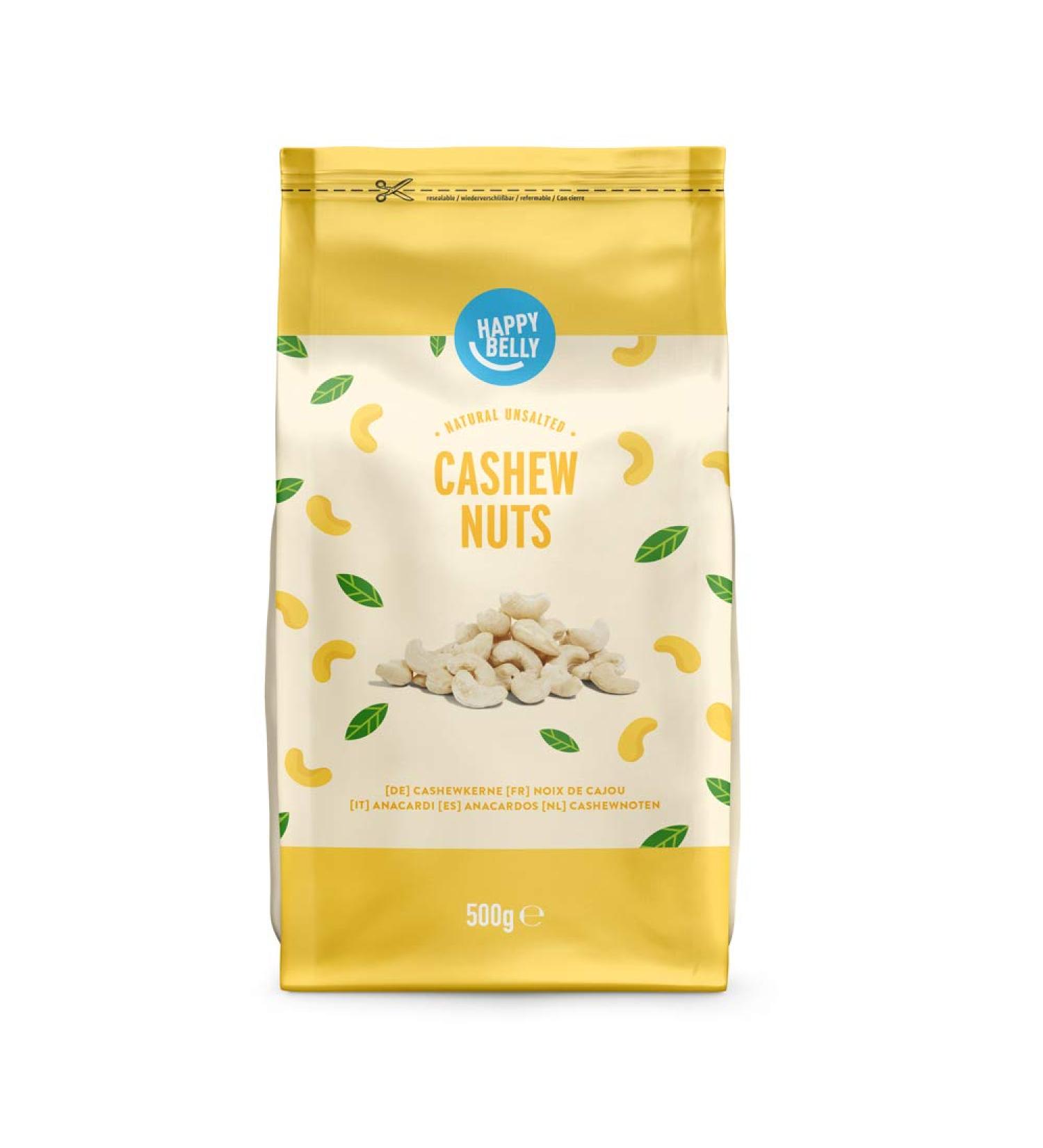 Happy Belly Whole Cashews 500g - Premium Quality, 1 Pack - Buy Online on GoSupps.com