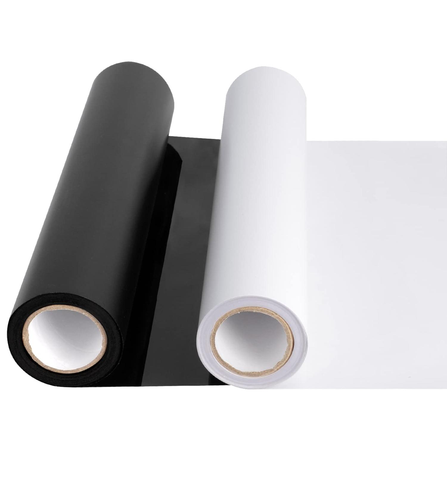 HTV Black and White Heat Transfer Vinyl Rolls - 12x20ft Iron on Vinyl for Shirts - Cricut, Cameo, Heat Press - 2 Rolls 12x10ft Each - Buy Online on GoSupps.com