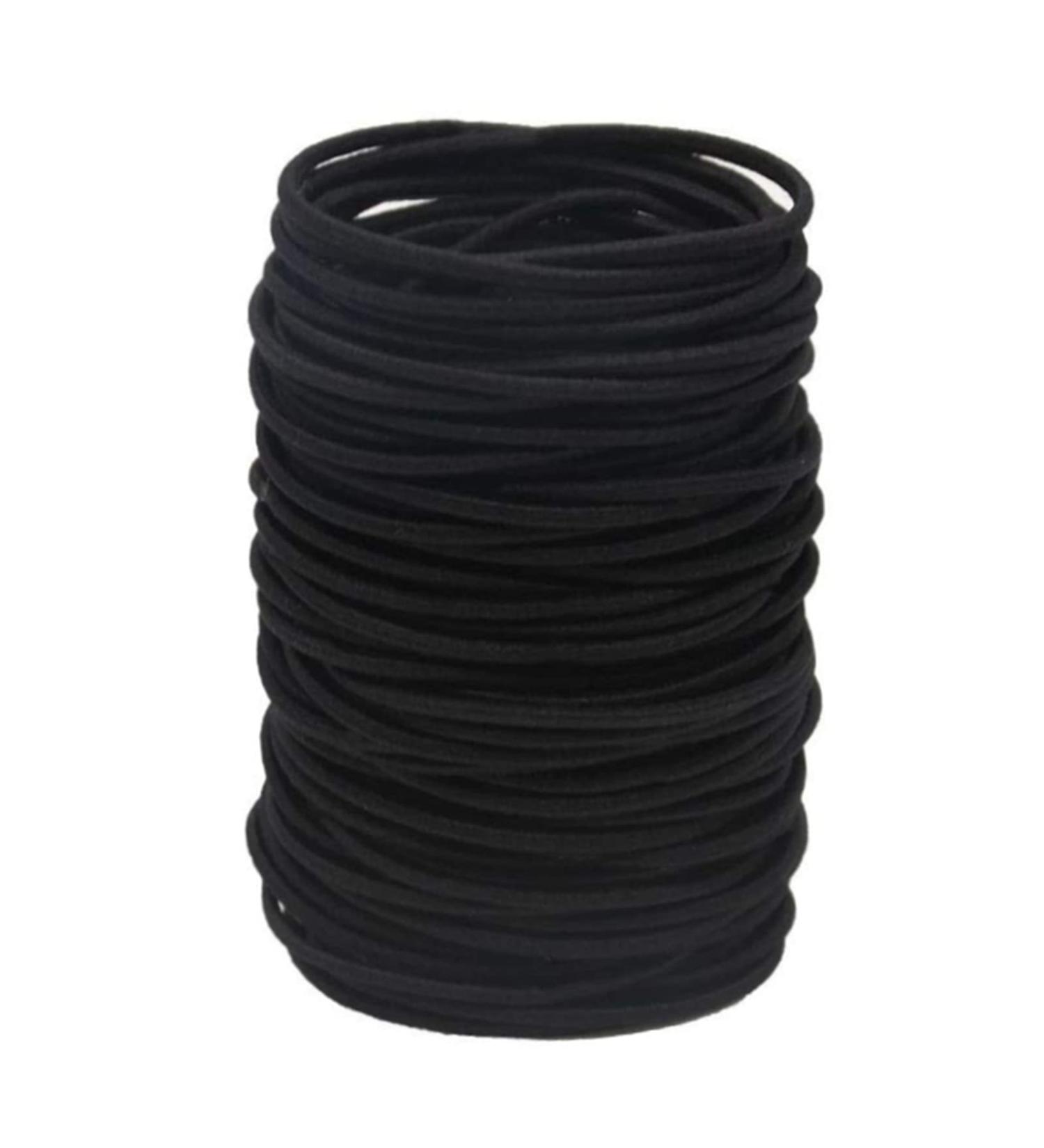 Elastic Hair Bands 2mm (50 Pieces) - No Metal Ponytail Holders for Women, Men, Kids - Black - Buy Online on GoSupps.com