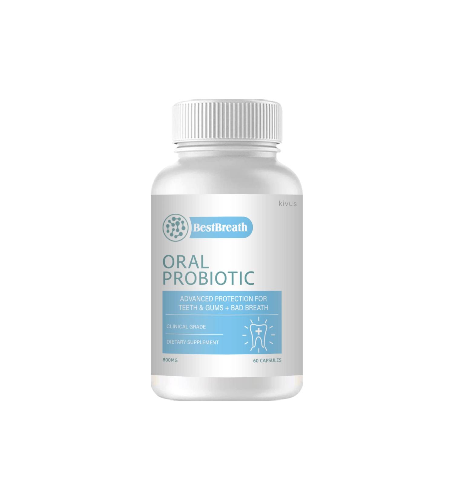 kivus BestBreath - Best Breath Natural Oral Probiotic for Teeth, Gums & Bad Breath (Single, 60 Capsules) 60 Count (Pack of 1)