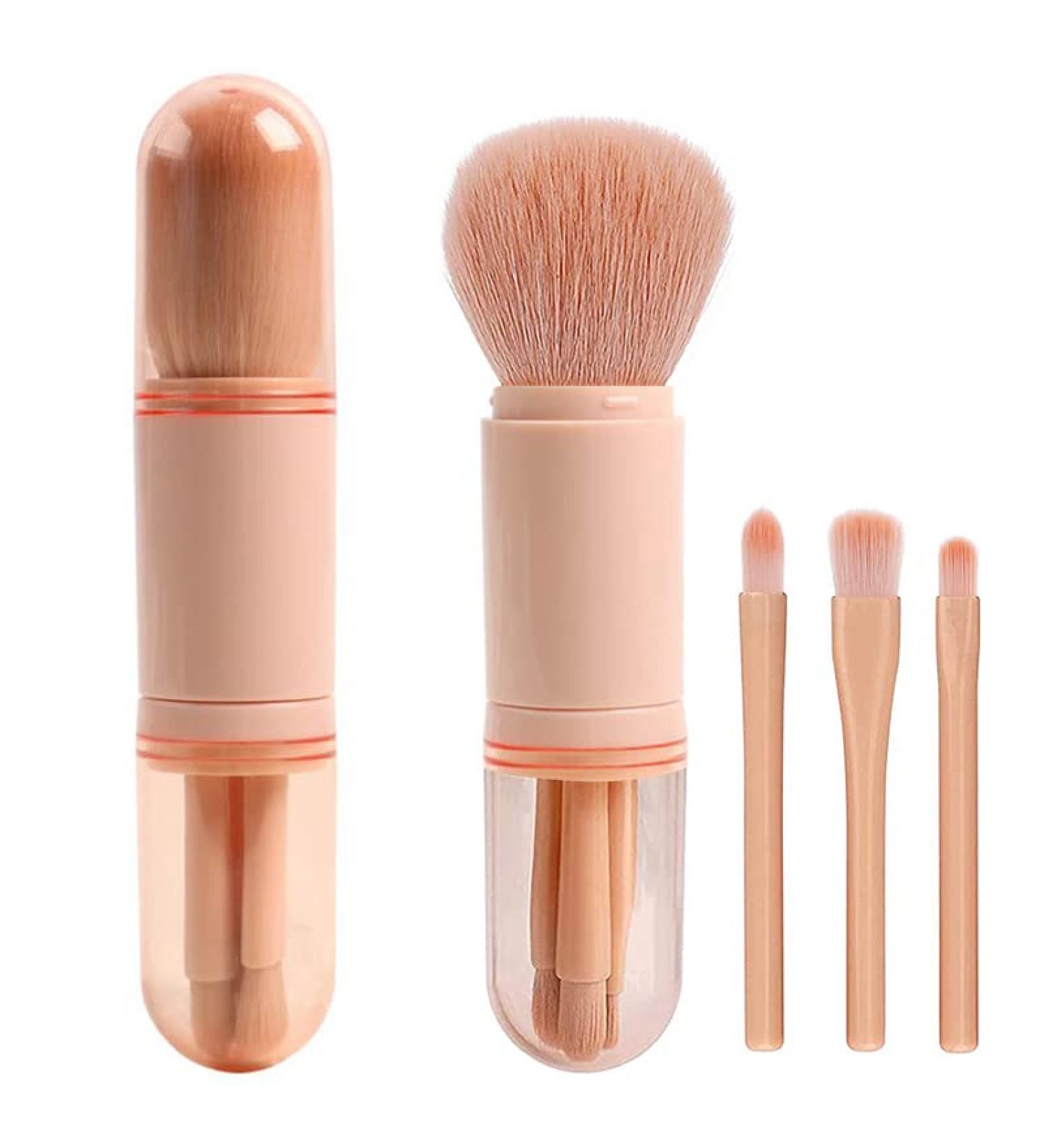4-in-1 Mwoot Makeup Brush Set - Portable Multifunctional Brushes for Cosmetics & Nail Art - Ideal for Travel (Pink) - Buy Online on GoSupps.com