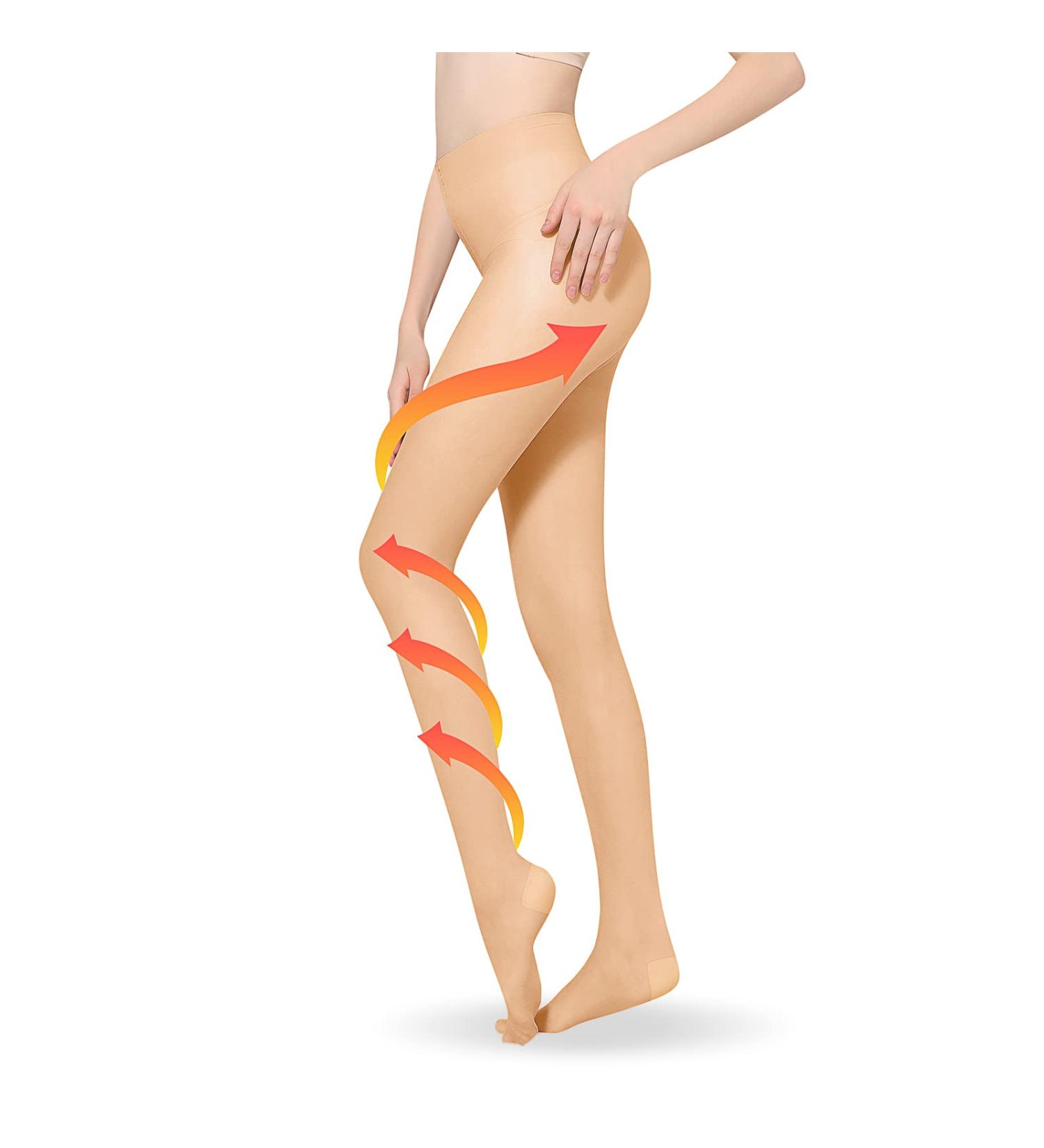 Medical Compression Stockings 20-30 mmHg 2 Pairs for Men and Women - Varicose Vein Support Pantyhose - Beige Large - Buy Online on GoSupps.com