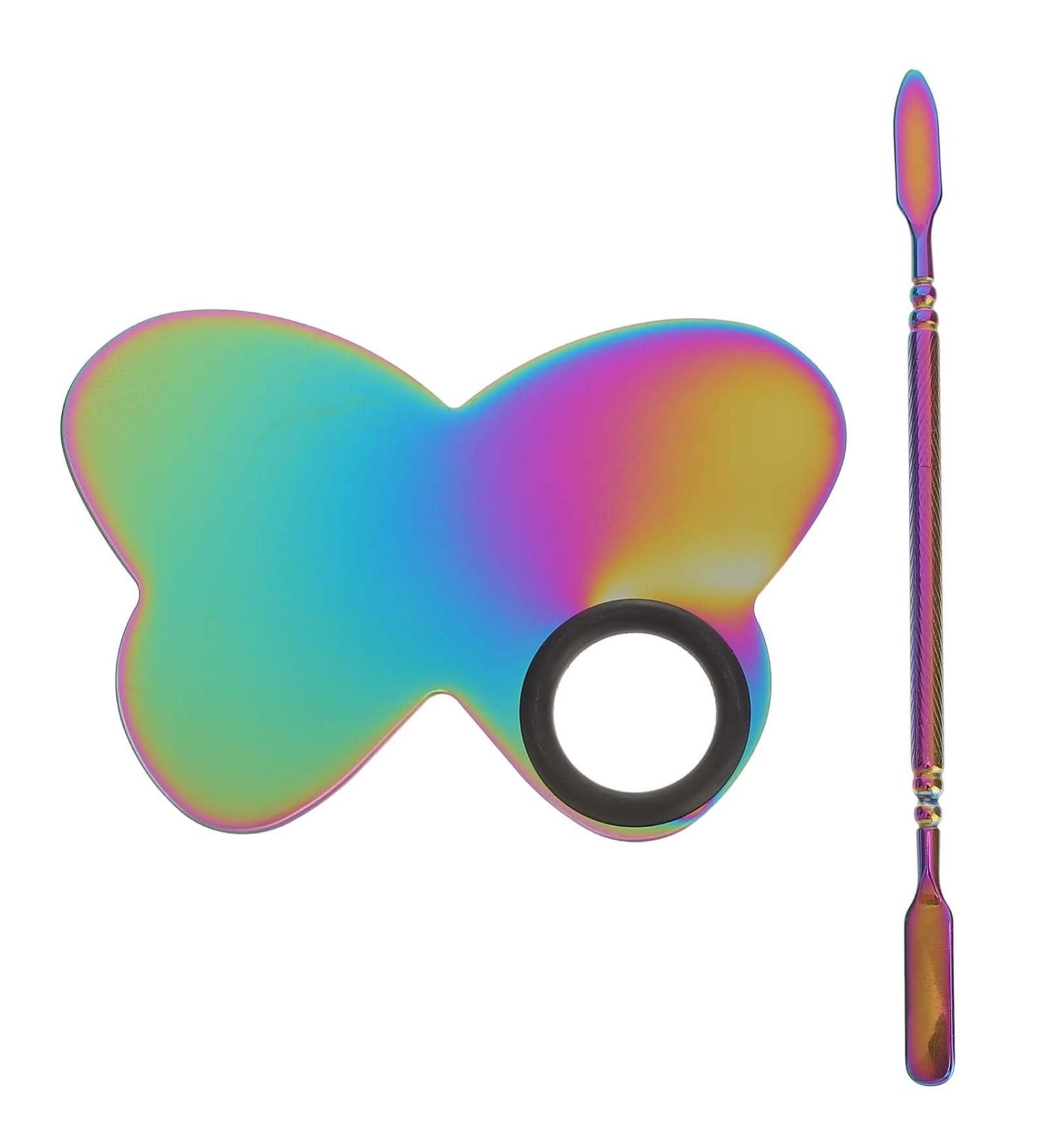 Buy KALLORY Heart-Shaped Stainless Steel Mixing Palette & Spatula Tool for Nail Art | Perfect for Salon & Home - International Shipping Available - Buy Online on GoSupps.com