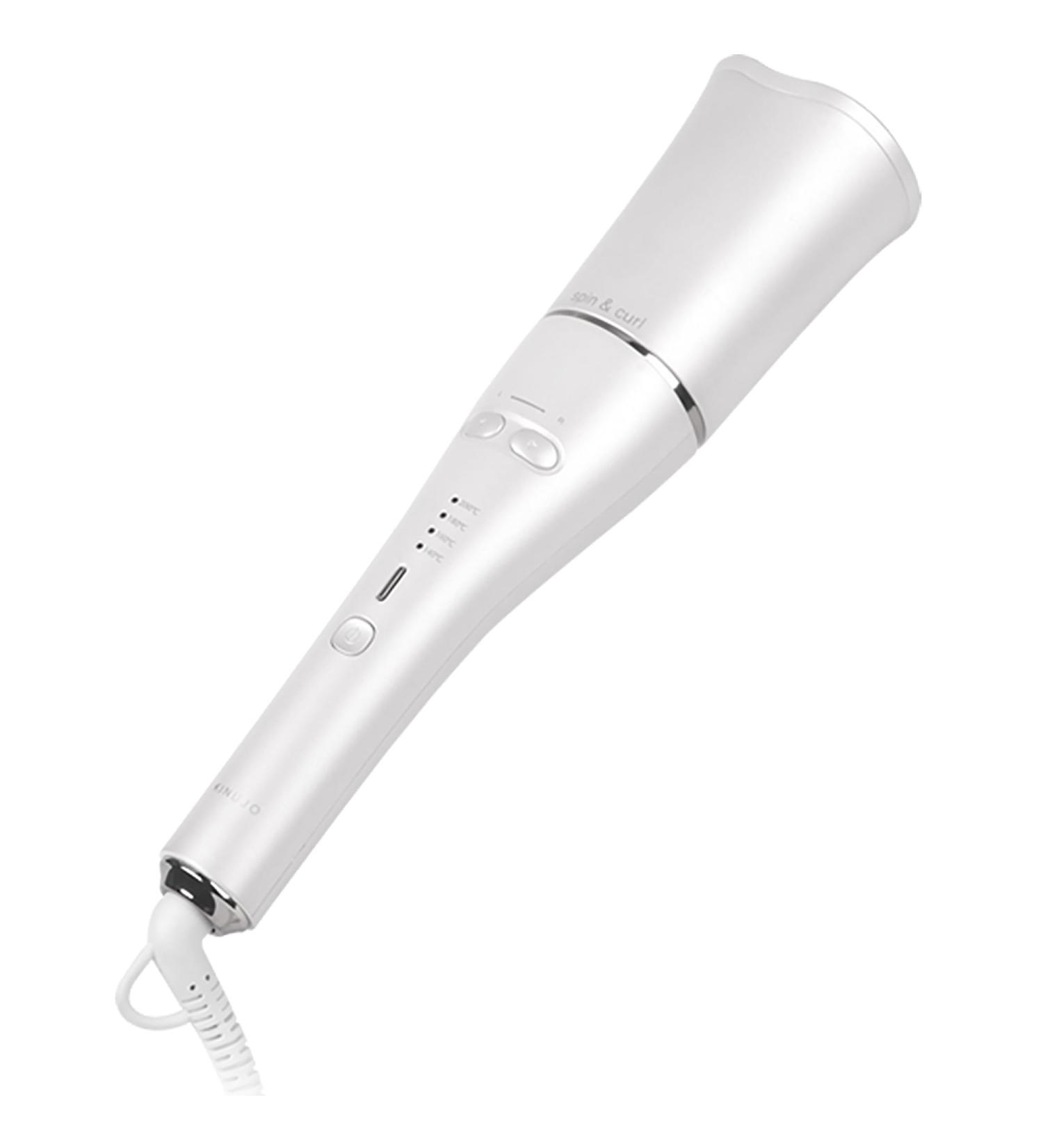 KINUJO Automatic Curling Iron | Self-Winding Curling Iron Wands | Adjustable Temperature: 284 392 F | Japanese Technology Silk Plate to Minimize Hair Damage White