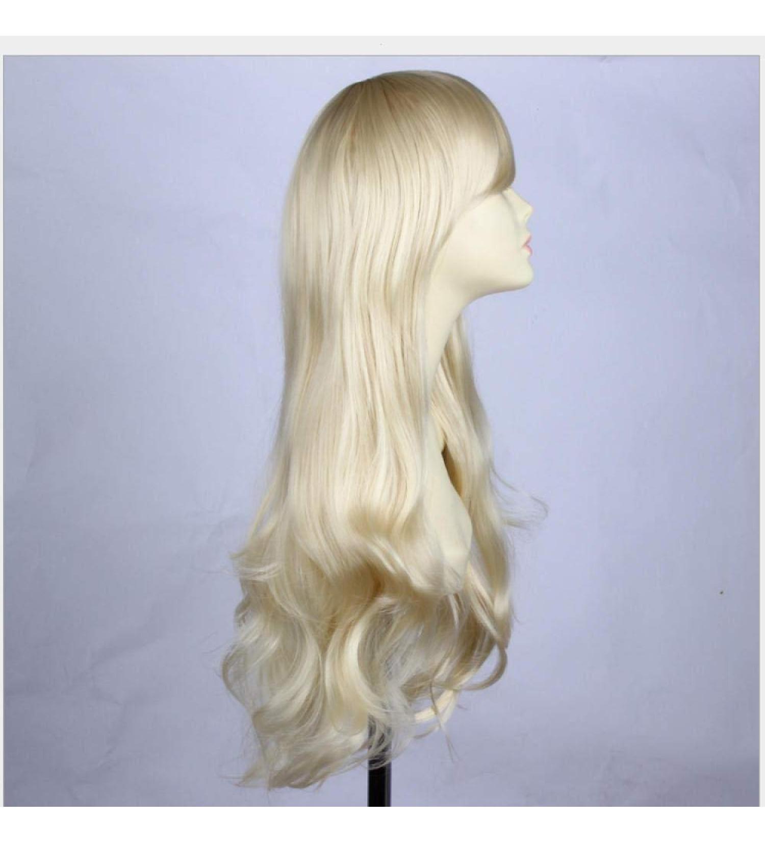 BGHJUE Yellow Long Curly Synthetic Wig - Blonde Front Wig for Women Natural Wave Halloween Costume Hair - Buy Online on GoSupps.com