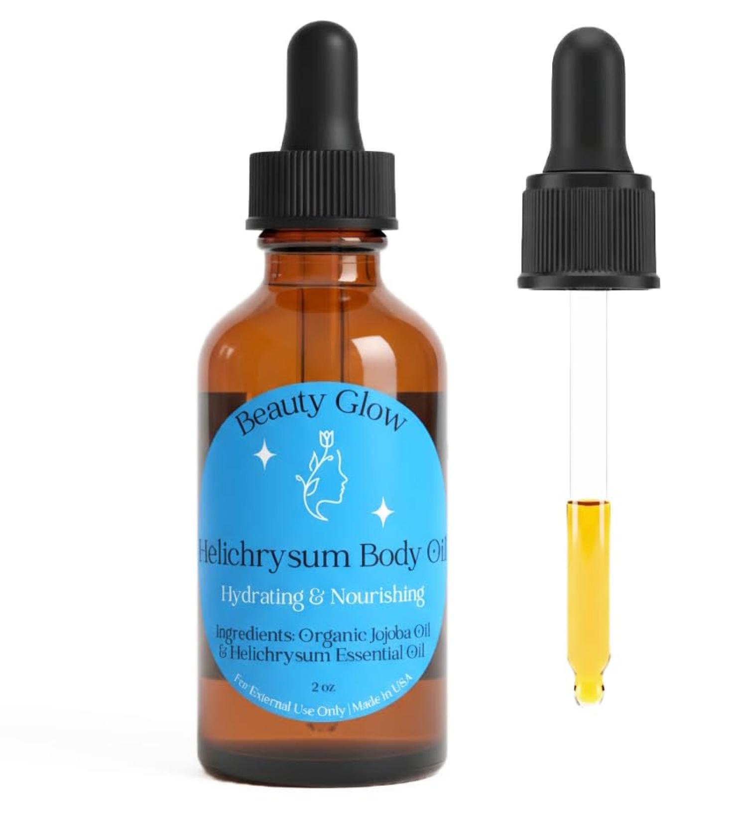 Beauty Glow Helichrysum Essential Oil for Skin Veins Bruises & Organic Jojoba Oil for Face & Body Moisturizer Pre-Mixed Skin Healing Anti-Aging Vegan Hydrating & Moisturizing Body Oil Serum 2 oz - Buy Online on GoSupps.com