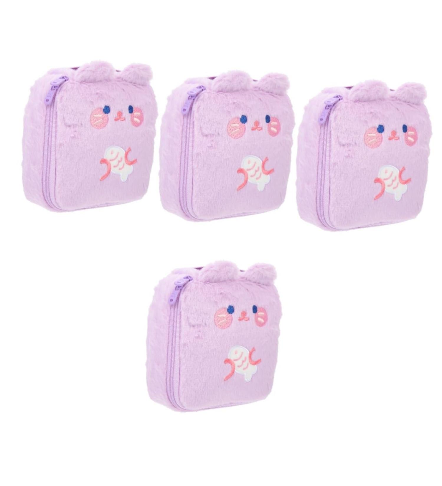 Healifty Period Bag 4pcs Plush Storage Set for Women - Travel Makeup & Pad Pouches - Buy Online on GoSupps.com