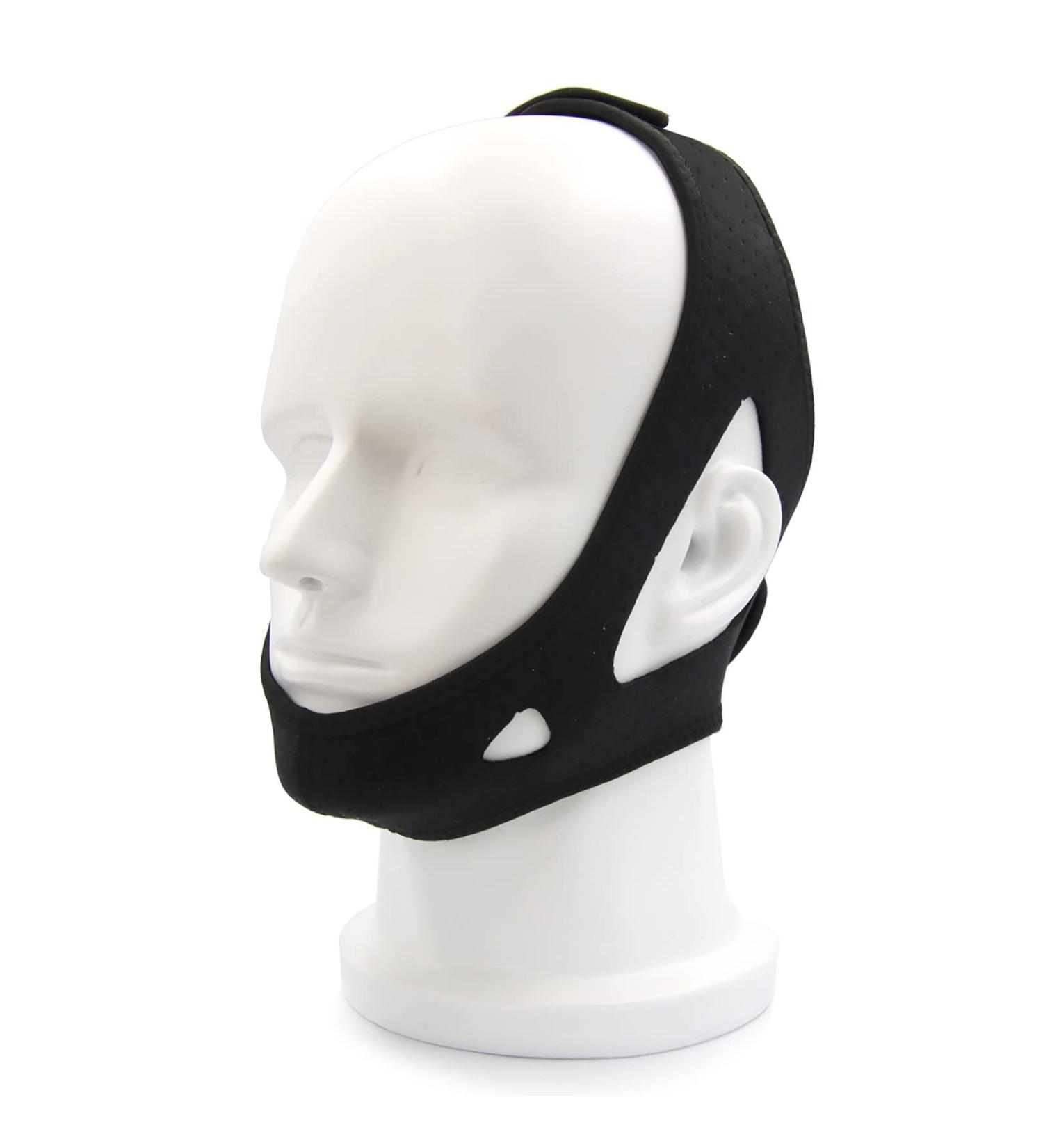 Breathable Cpap Chin Strap - Stop Snoring with Comfortable Anti-Snoring Chin Strap for Men and Women (Black) - Includes Extension Strap - Buy Online on GoSupps.com