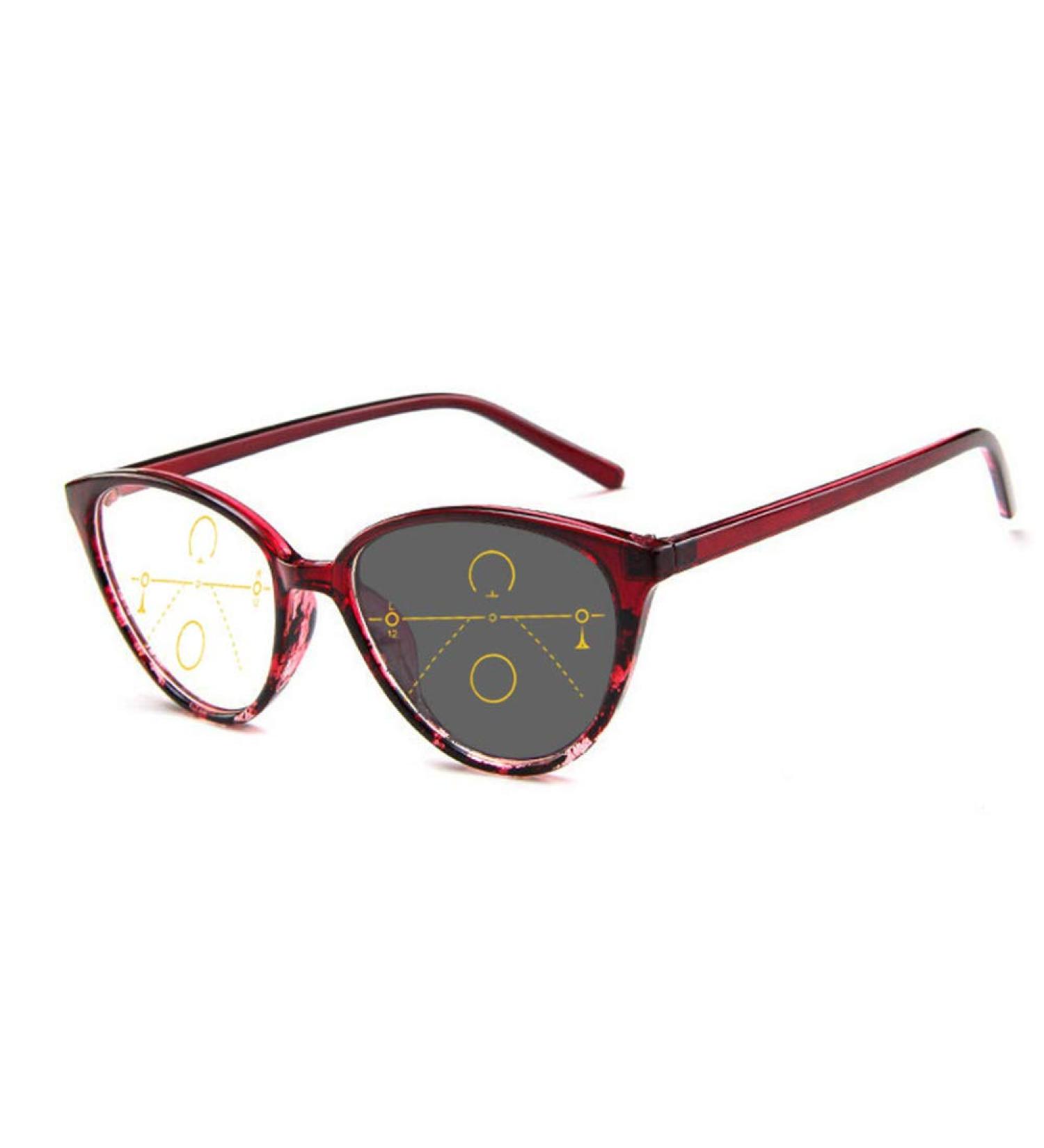 Eyephd 2021 Women Cat-Eye Photochrome Outdoor Reading Glasses | Progressive Multifocus 1.56 Aspherical Lens Sunglasses +1.0 to +3.0 - Buy Online on GoSupps.com