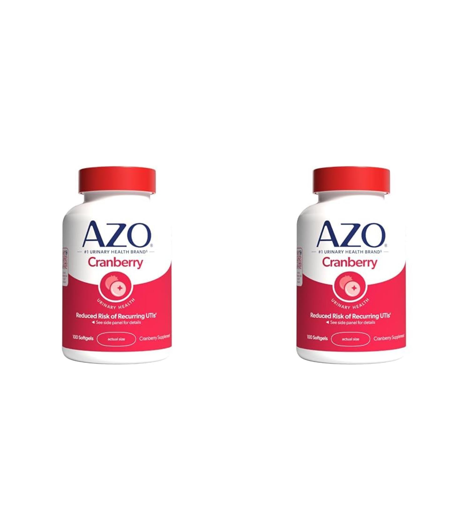 AZO Cranberry Urinary Tract Health Supplement, 1 Serving : 1 Glass of Cranberry Juice, Sugar Free Cranberry Pills, Non-GMO, 3 Month Supply, 100 Softgels (Pack of 2) Softgels 100 Count (Pack of 2) - Buy Online on GoSupps.com
