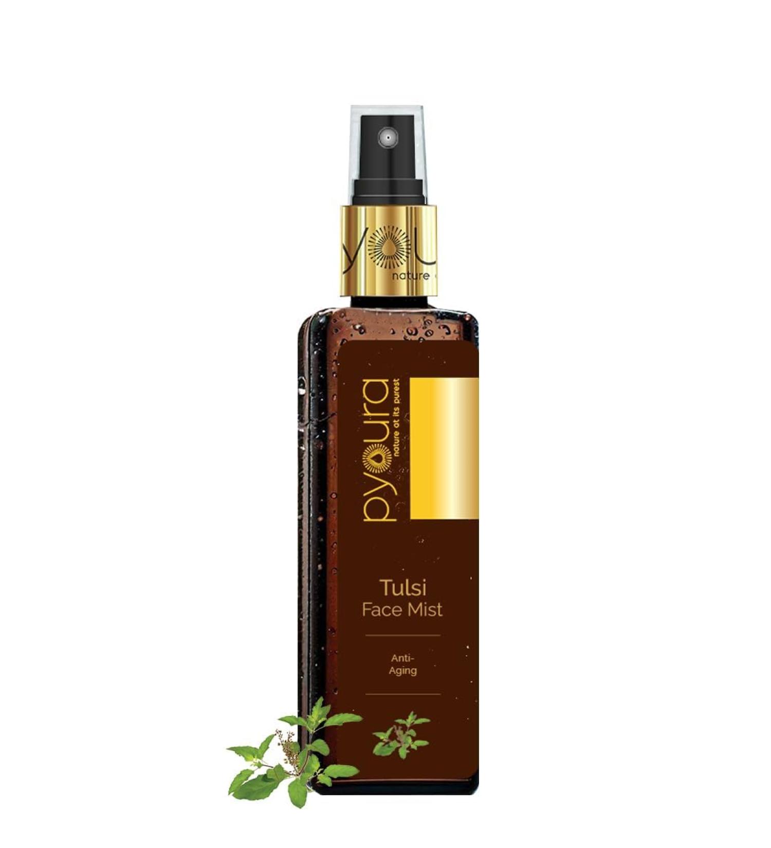 PYO URA Tulsi Anti-Wrinkle Face Toner Mist 100ml | Natural Anti-Aging Serum for All Skin Types | Hydrating & Pore Tightening Toner for Glowing Skin - Buy Online on GoSupps.com