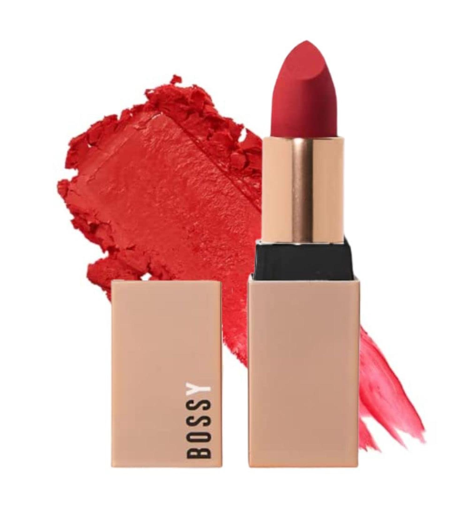 Bossy Cosmetics Vegan Matte Lipstick in Ambitious - Red | Long Lasting & Hydrating Lip Stick with Vitamin E & Watermelon Seed Oil | Paraben & Cruelty Free - Buy Online on GoSupps.com