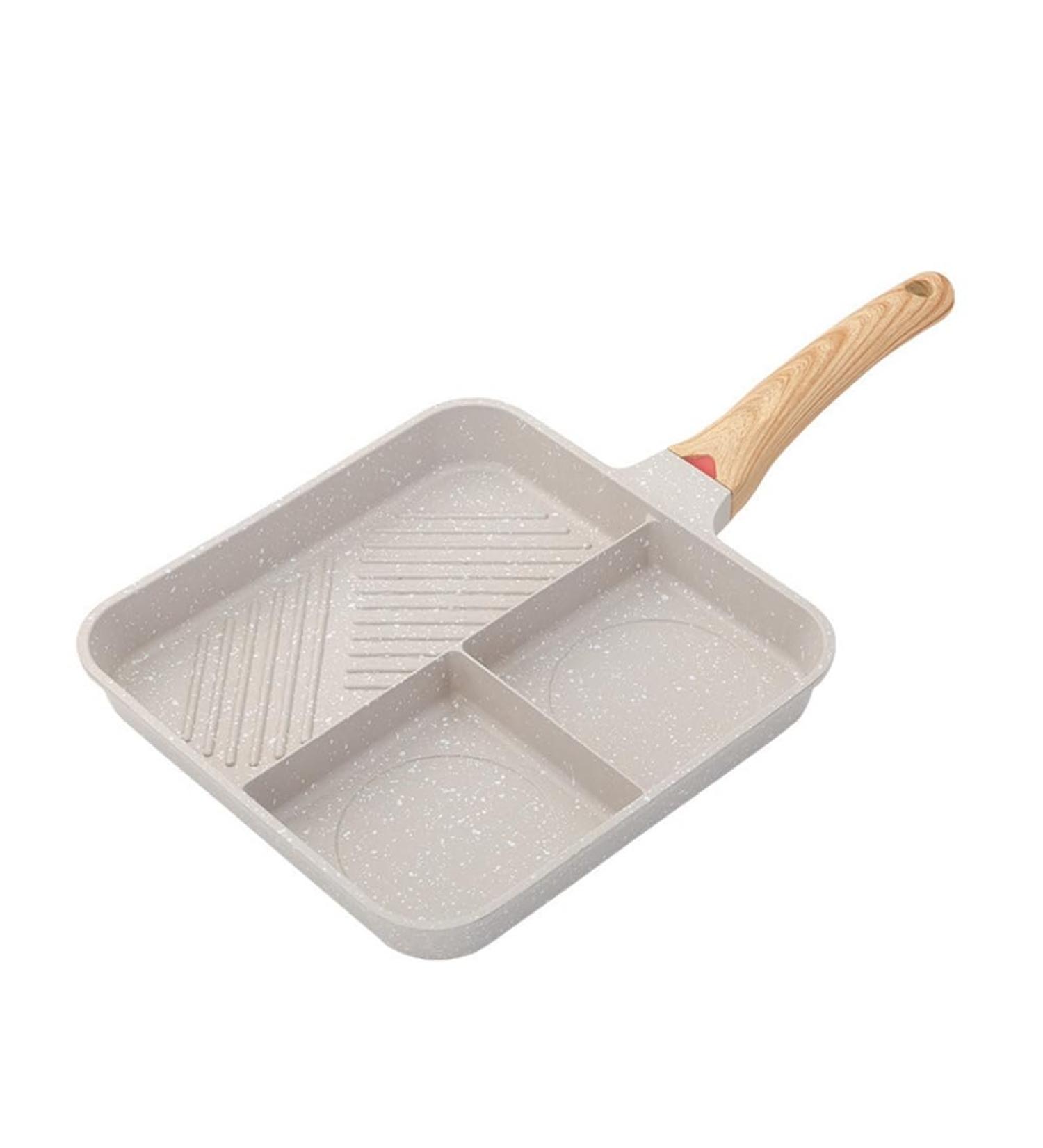 Kahdsvby Durable Multipurpose Fried Egg Pan Aluminum Alloy Frying Pan 3 in 1 Steak Breakfast Pan Cooking Pan Kitchen Utensils - Buy Online on GoSupps.com