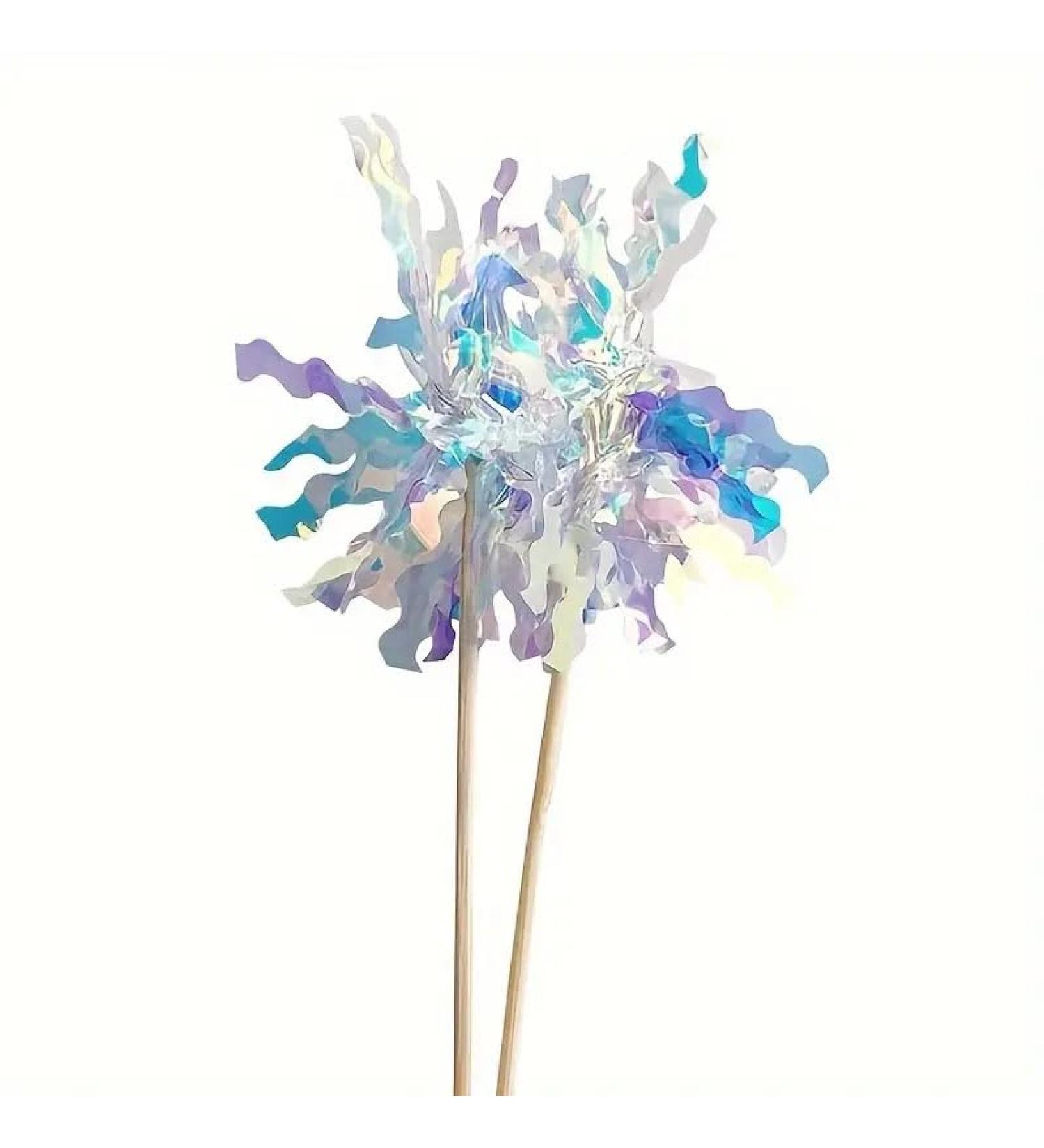 Radiant Revelry 10pcs Multiple Colors Happy Birthday Cake Topper - Shiny Iridescent Rain Silk White DIY Cupcake Toppers for Sparkling Cake Decorations" - Buy Online on GoSupps.com