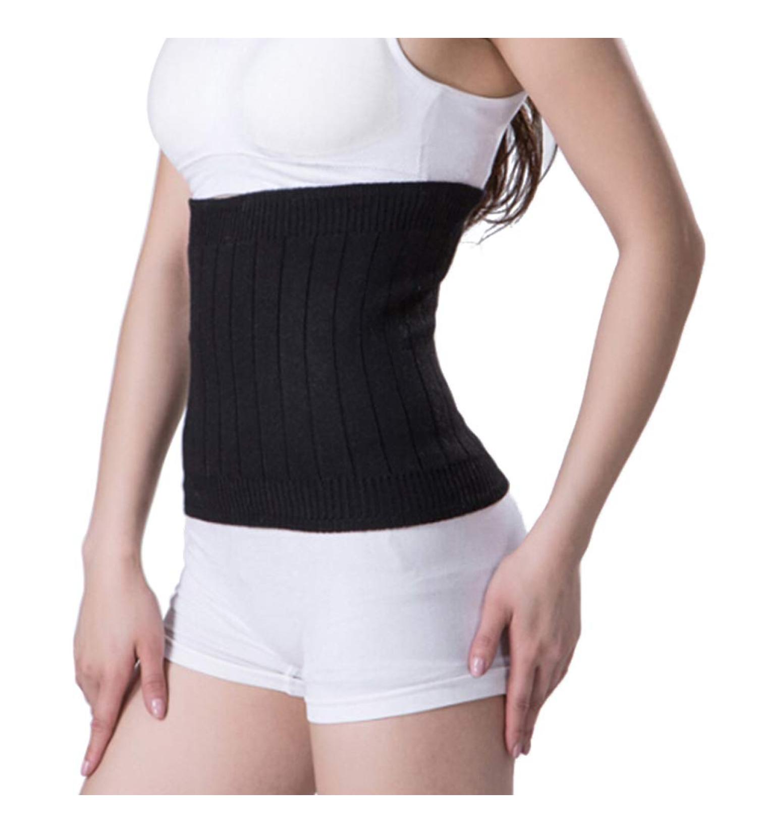 Unisex Medical Abdominal Binder | Cashmere Knit Thermal Support Brace for Stomach & Kidney | Postpartum Recovery Waist Belt with Pain Relief | M Size (57-90CM) | Thicken Black - Buy Online on GoSupps.com