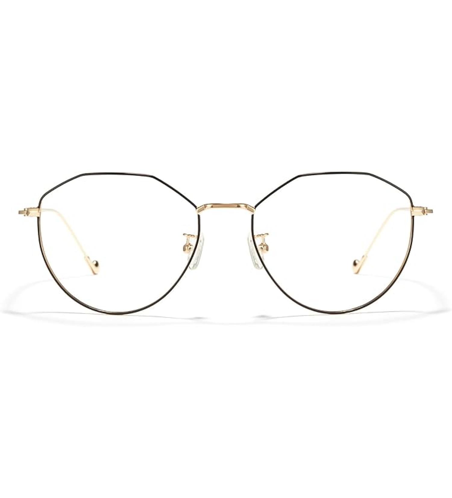 Cyxus Round Blue Light Glasses for Men Women Wire Frame - 22 - Oval Black Gold Frame - Clear Lens - Buy Online on GoSupps.com