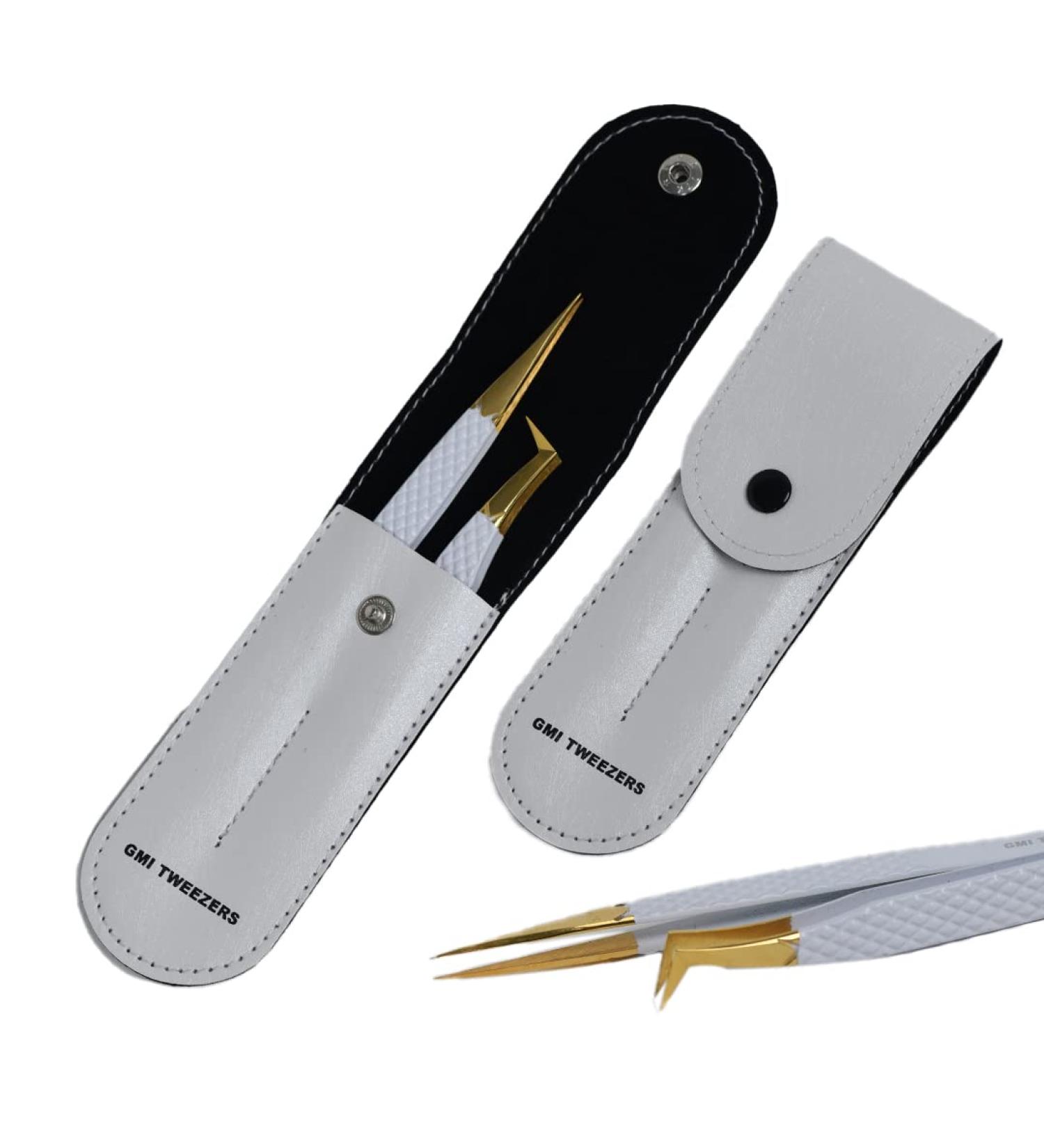 2pcs White Gold Pointed Eyelash Tweezers for Lash Extension - Stainless Steel Precision Tweezers for Volume and Classic Lashes - False Eyelash Extension Kit - Buy Online on GoSupps.com
