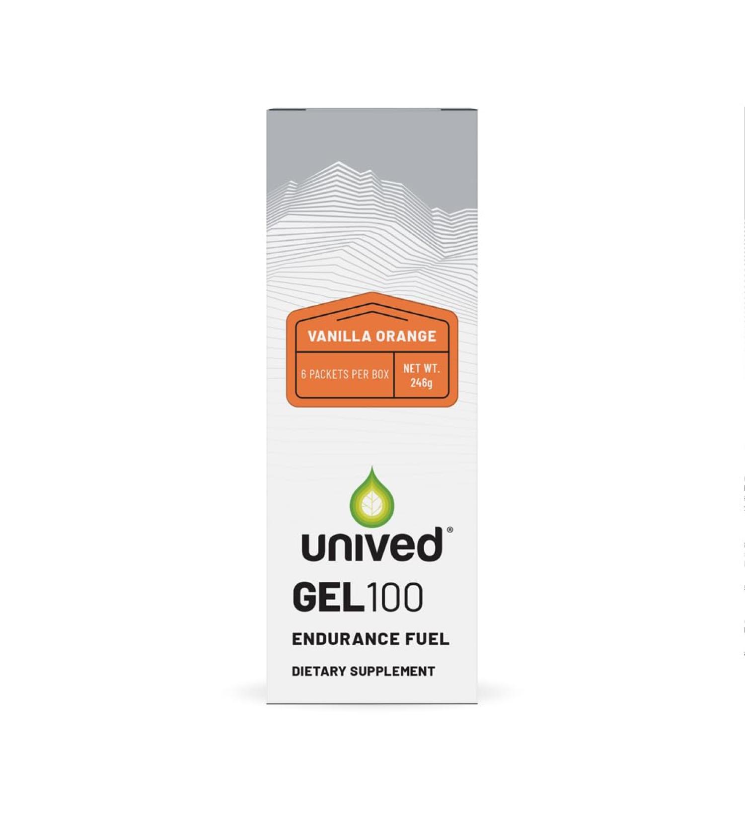 Unived Gel 100 - Vegan Energy Gel for Runners & Cyclists - 100kcal Vanilla Orange - Pack of 6 | Best for Endurance Athletes - Buy Online on GoSupps.com