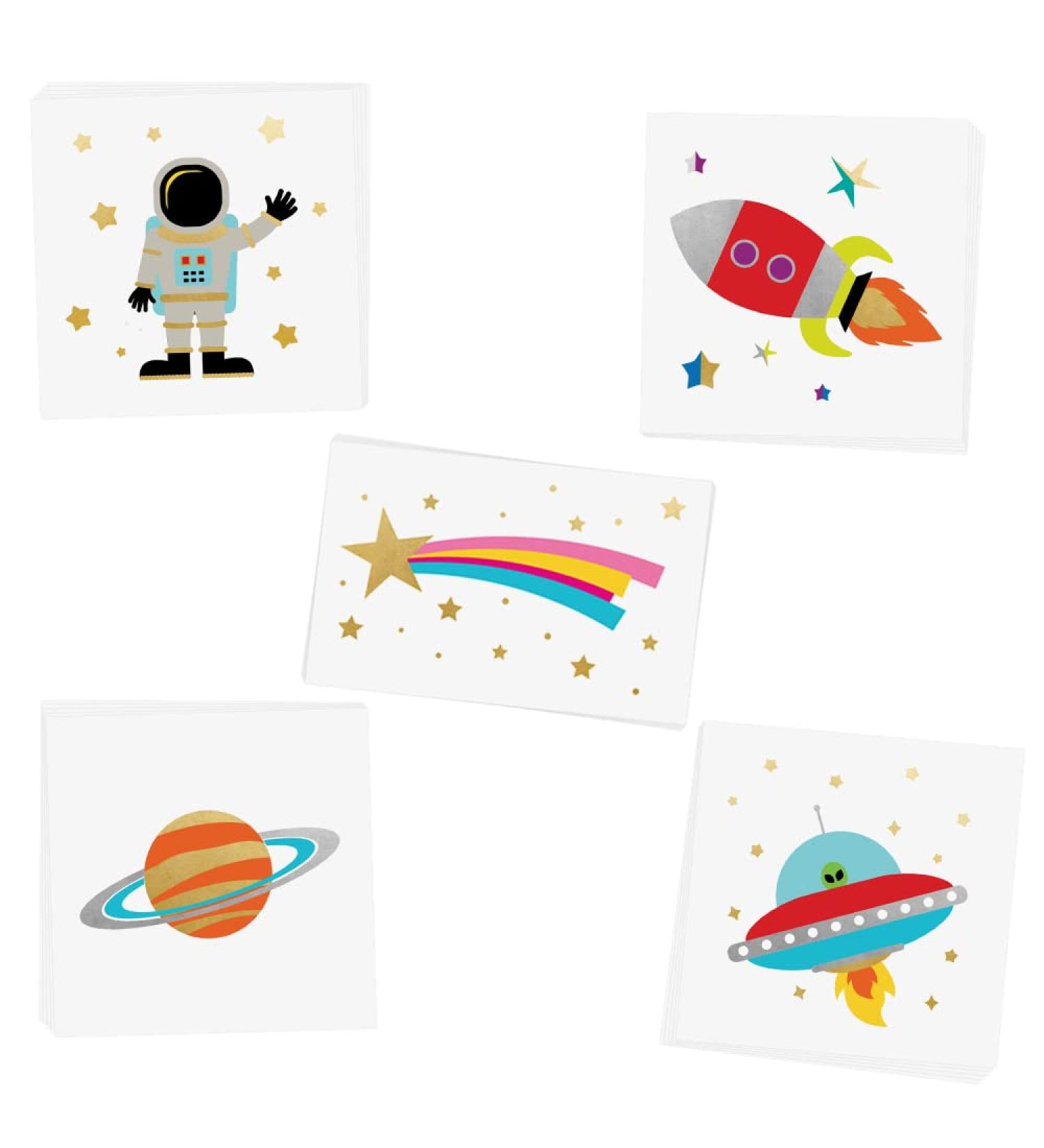 Space Explorer Variety Set - 25 Premium Waterproof Foil Kids Temporary Tattoos by Flash Tattoos - Buy Online on GoSupps.com