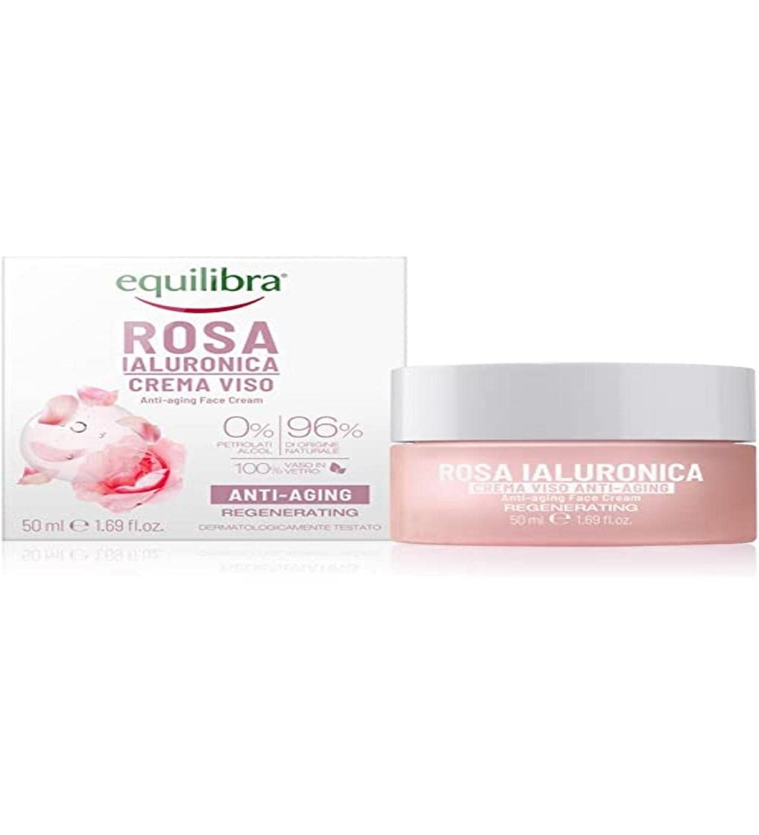 Equilibra SRL Equilibra Face cream rose hyaluron color antiaging face cream based on Damascus rose extract and hyaluronic acid moisturizing and smoothing quickly absorbed nongreasy 50 ml