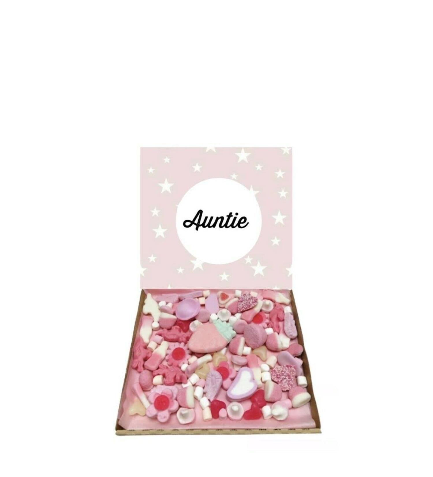 Auntie Birthday Appreciation Gift Pick n Mix 300g Pink Sweets Selection Box Gummy Sweet Hamper Christmas Gift Present