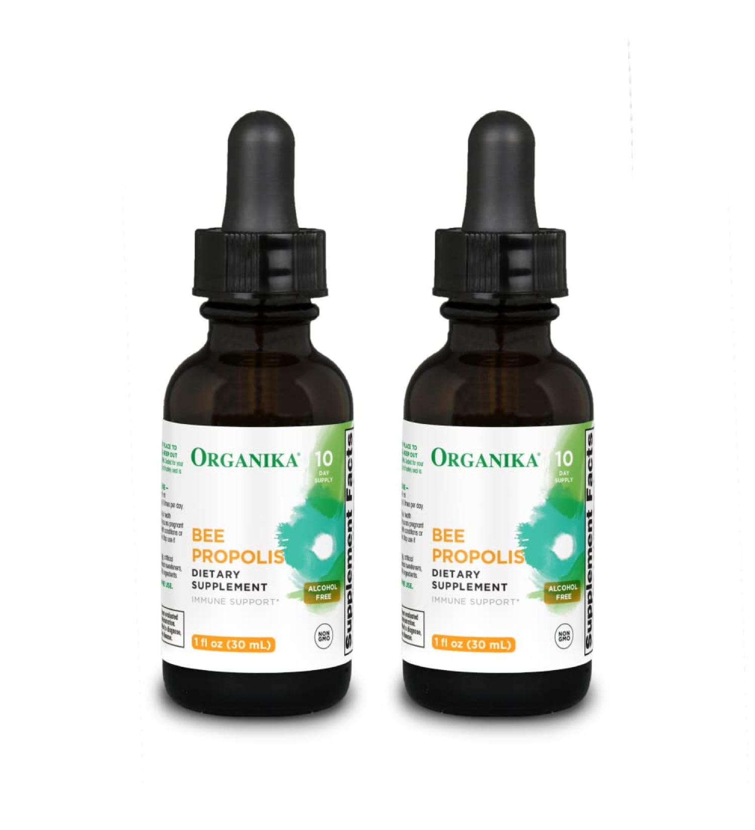 Organika Bee Propolis Tincture 1 oz x 2 Pack: Clean and Vegan Propolis Extract for Immune Defenses Throat and Breath - Free of Gluten GMO & Artificial Flavors - 20 Day Prop Drops Supply 1 Fl Oz (Pack of 2) - Buy Online on GoSupps.com