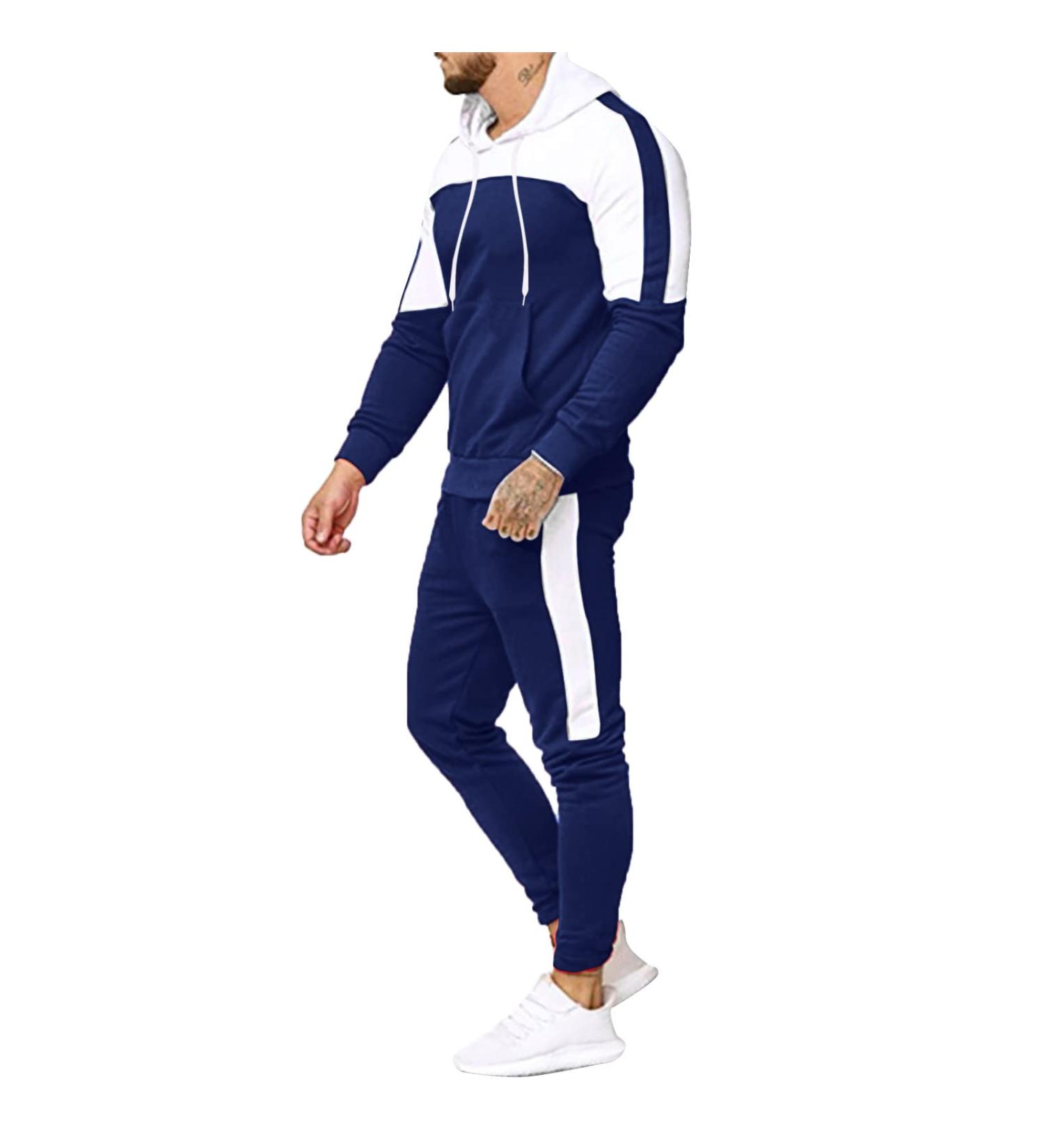 Hanxiulin Men's Dark Blue Training Suit - Cotton Jogging Sports Set Leisure Wear & Sweat Jacket for Ultimate Comfort - Buy Online on GoSupps.com