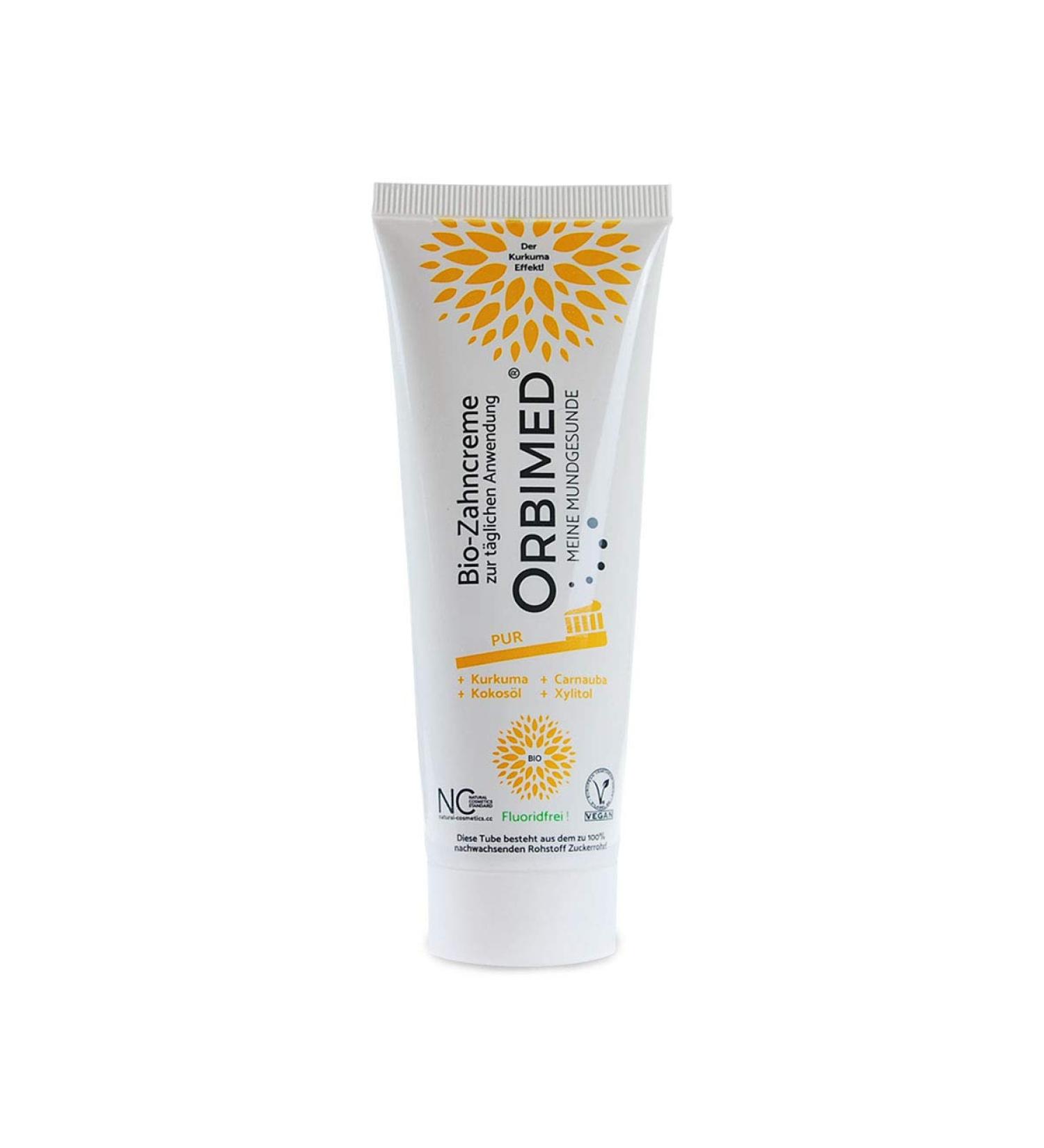 ORBIMED Organic Toothpaste PUR (1 X 75 Ml) Mint Flavor Organic Toothpaste Vegan Fluoride-Free Natural Cosmetics