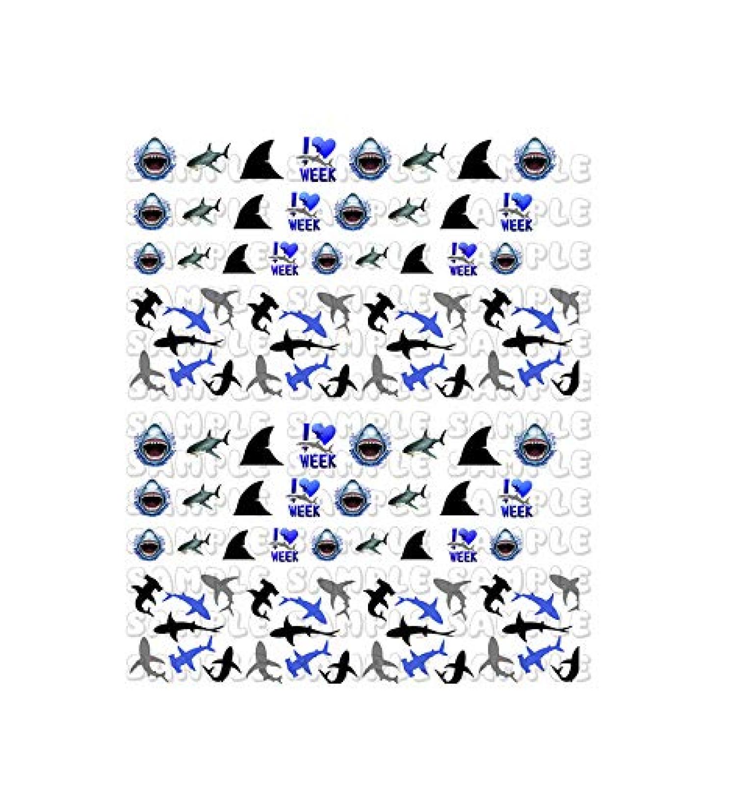 50+ Sharks - Assorted Water Slide Nail Decals